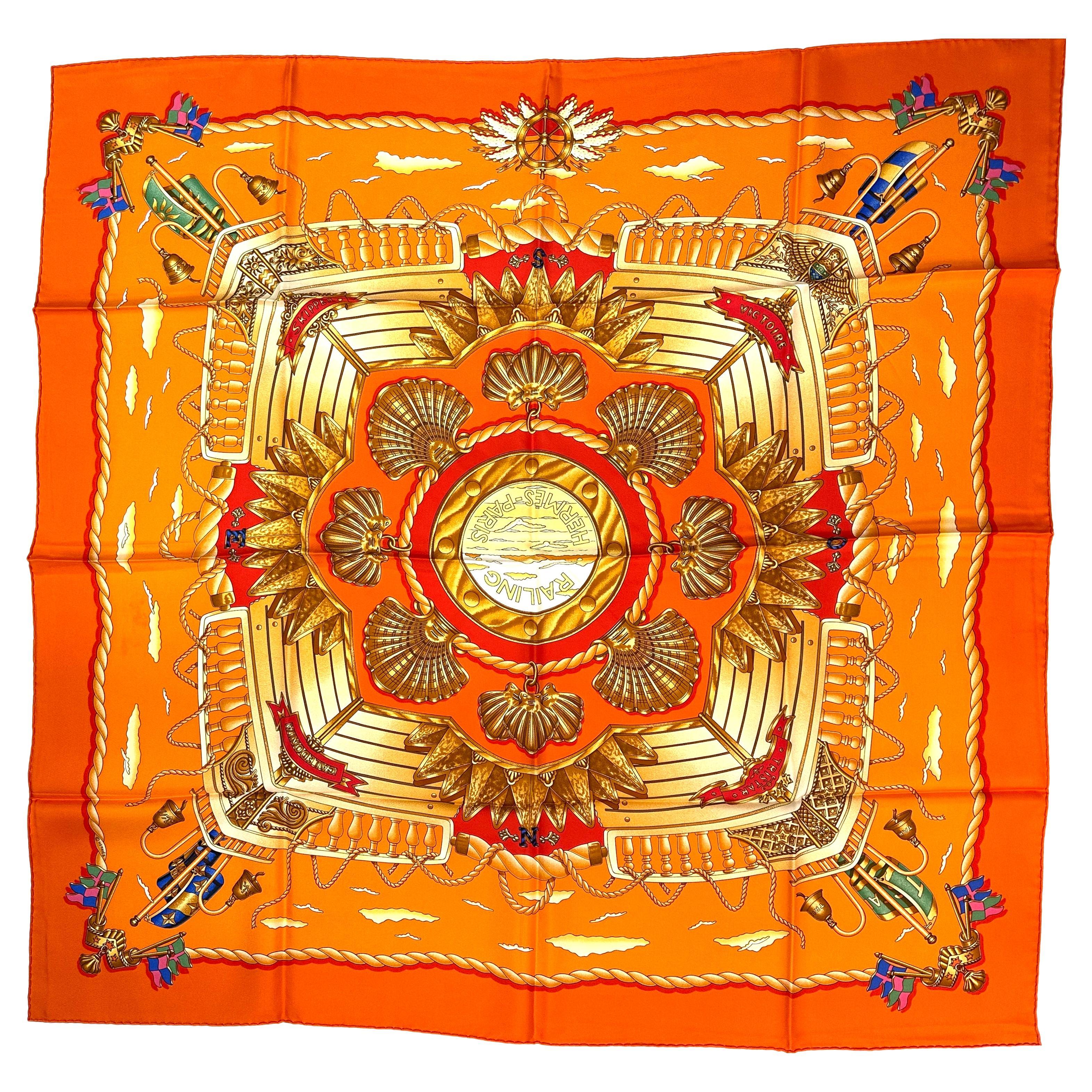 Hermes Silk Scarf, Railing. For Sale