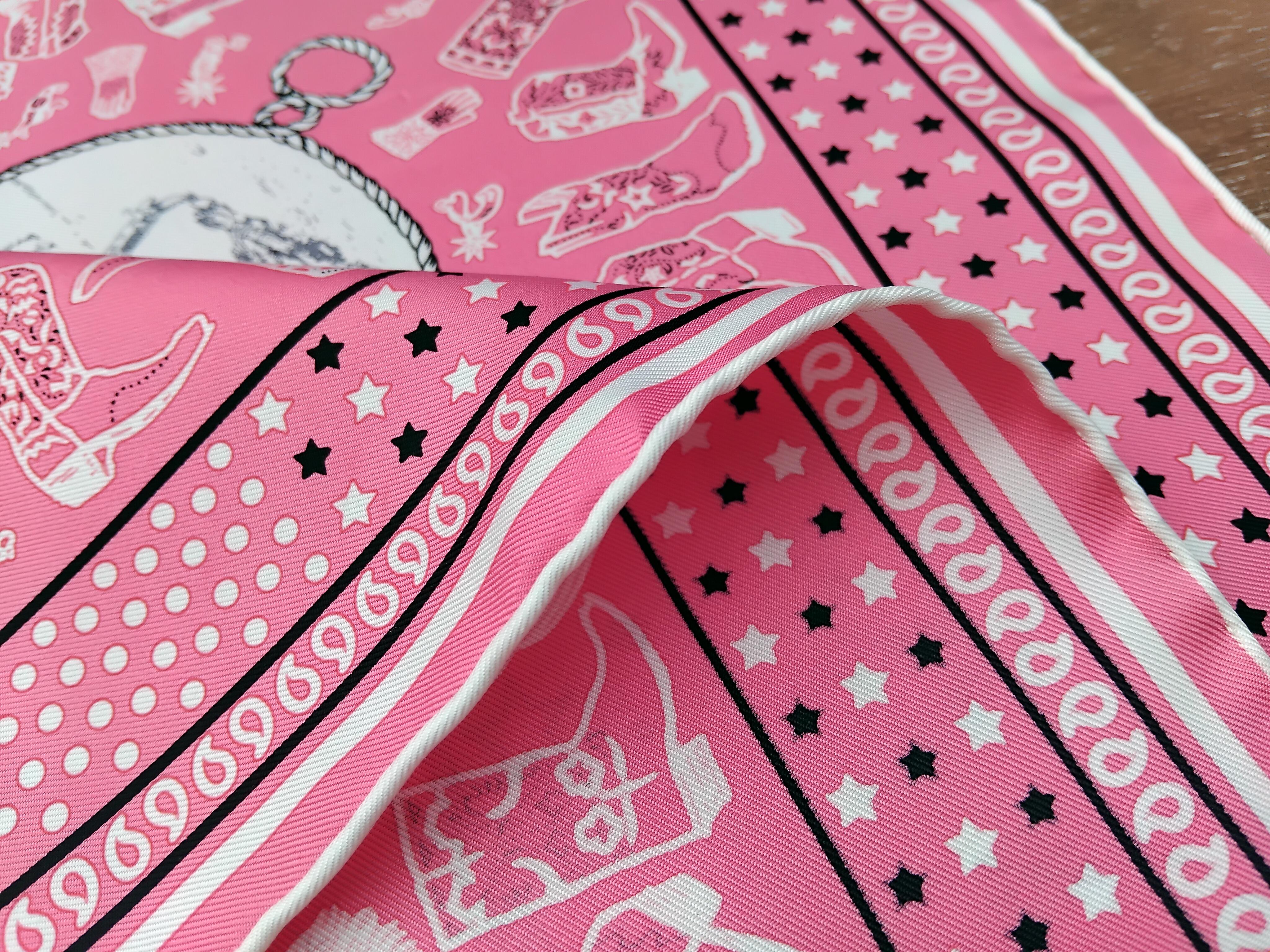 Hermès Silk Scarf Rodeo Des Cowgirls Bandana Kermit Oliver TEXAS Horse 55 cm 8