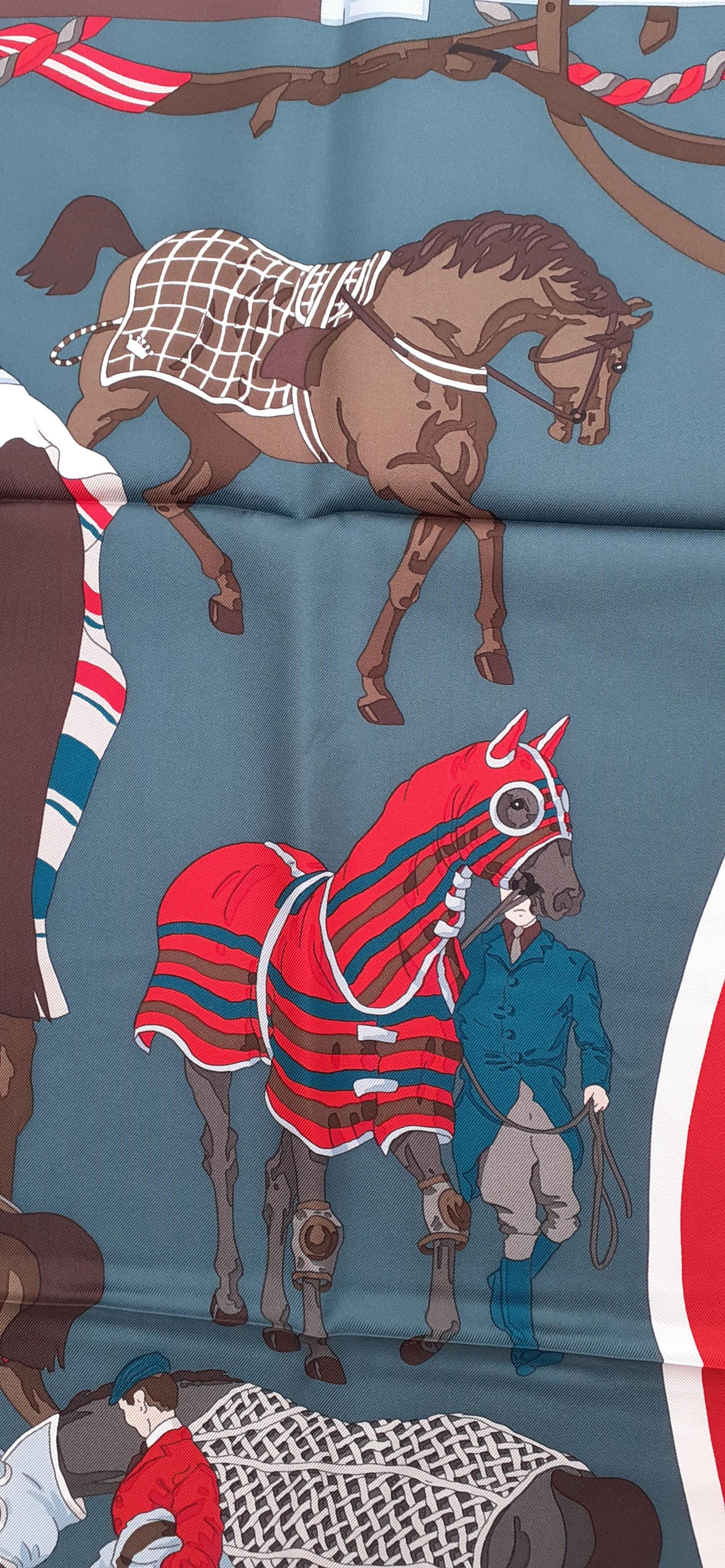Hermès Silk Scarf Ronds de Marches Horses Hubert de Watrigant 90 cm 3