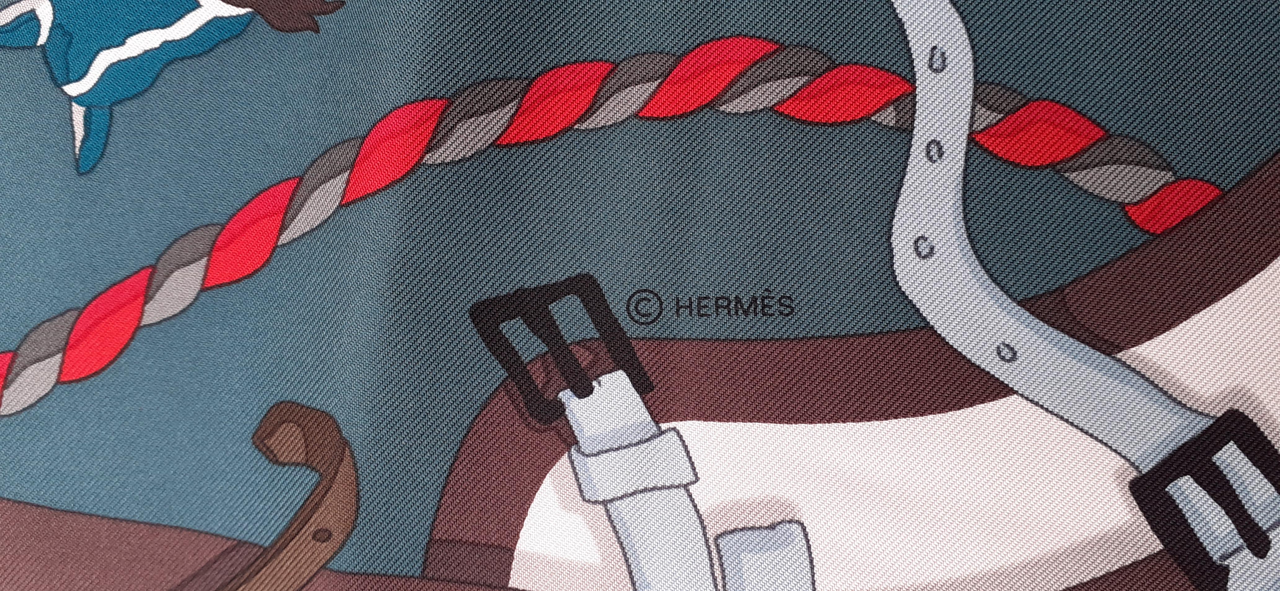 Hermès Silk Scarf Ronds de Marches Horses Hubert de Watrigant 90 cm 4