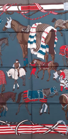 Hermès Silk Scarf Ronds de Marches Horses Hubert de Watrigant 90 cm
