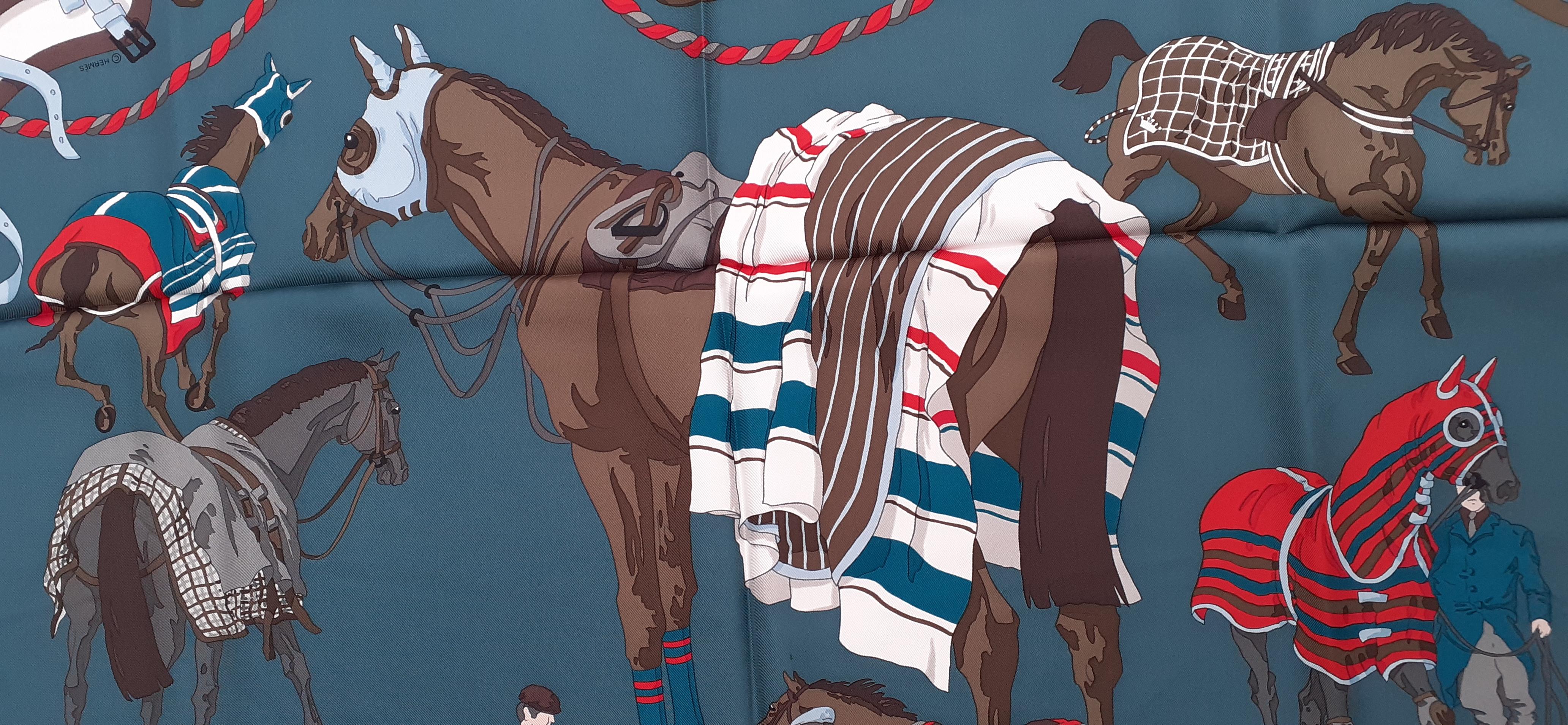 Hermès Silk Scarf Ronds de Marches Horses Hubert de Watrigant 90 cm 2