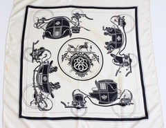 Hermes Silk Scarf Shawl Ex Libris Horse Carriages by Hugo Grygkar Vintage
