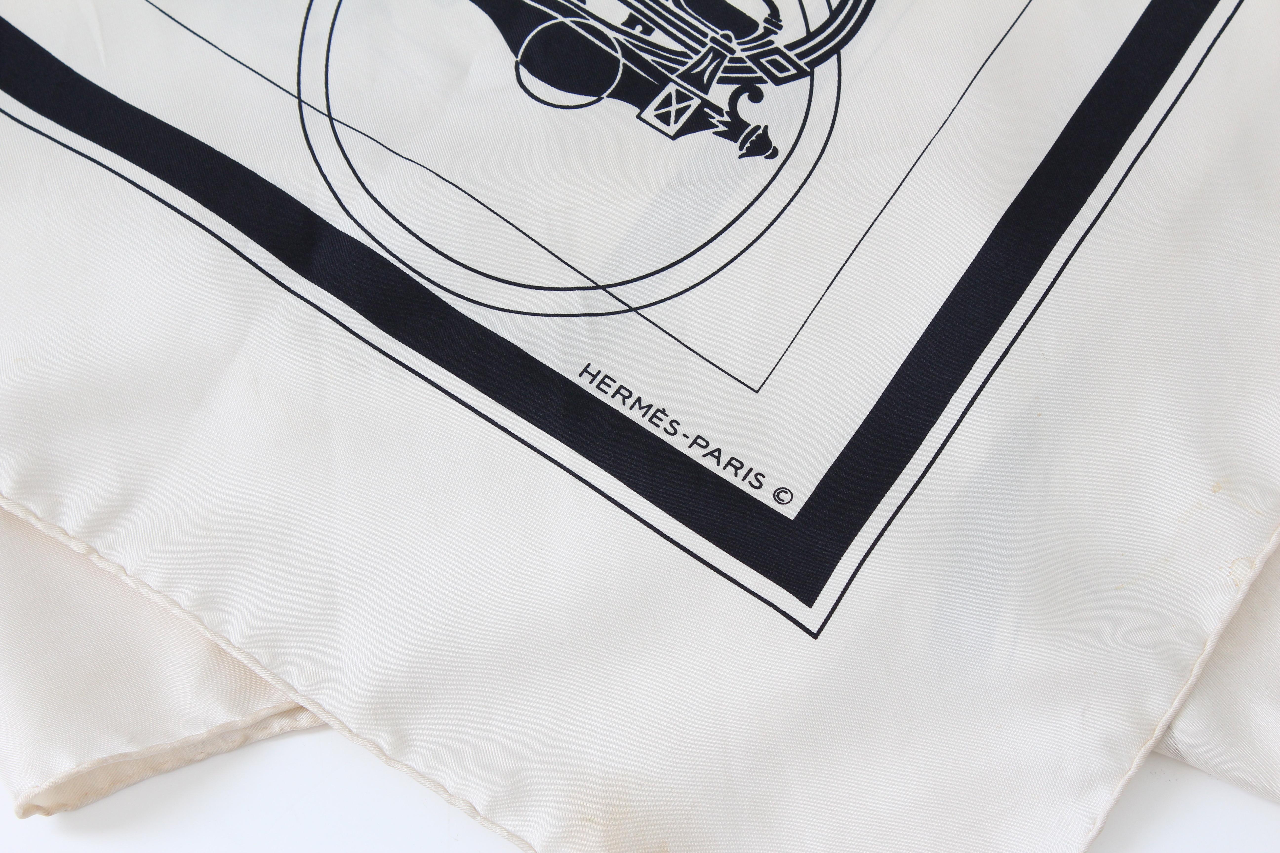 Hermes Silk Scarf Shawl Ex Libris Horse Carriages by Hugo Grygkar Vintage 1