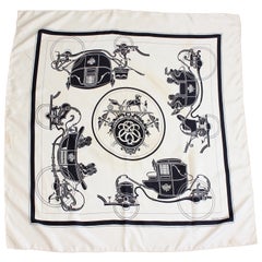 Hermes Silk Scarf Shawl Ex Libris Horse Carriages by Hugo Grygkar Vintage