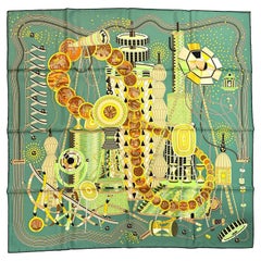 Hermes Silk Scarf, Sole Mecanique Du Temps