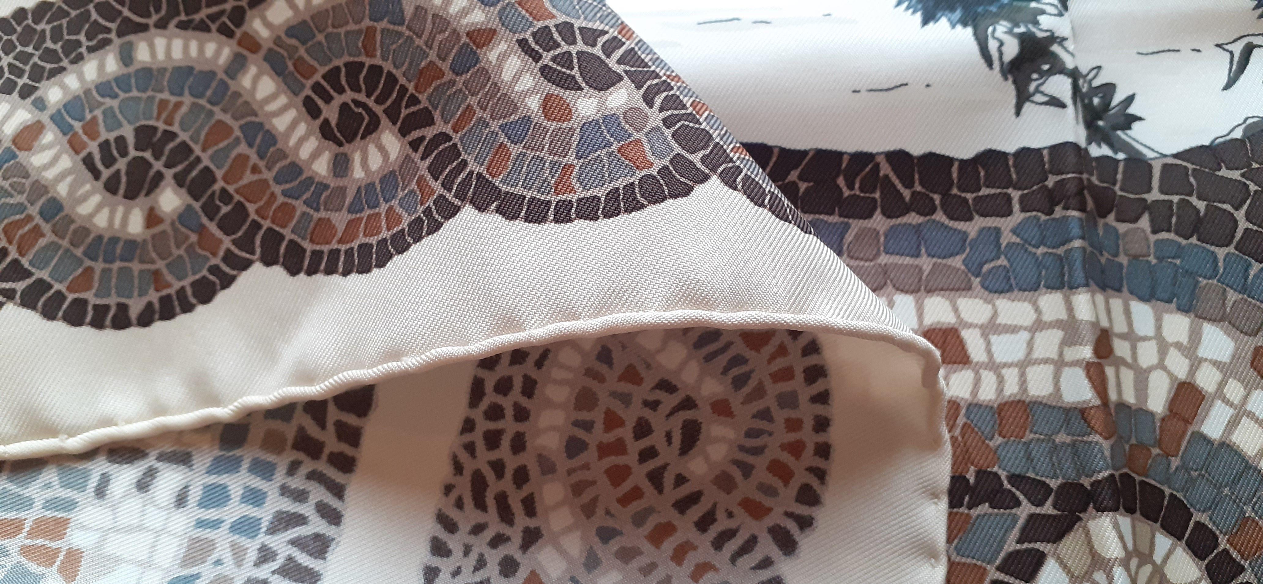 Pañuelo de seda Hermès Sous Le Cèdre Dimitri Rybaltchenko Líbano Beige Marrón 90 cm 12