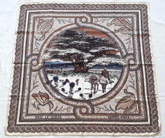 Hermès Silk Scarf Sous Le Cèdre Dimitri Rybaltchenko Lebanon Beige Brown 90 cm