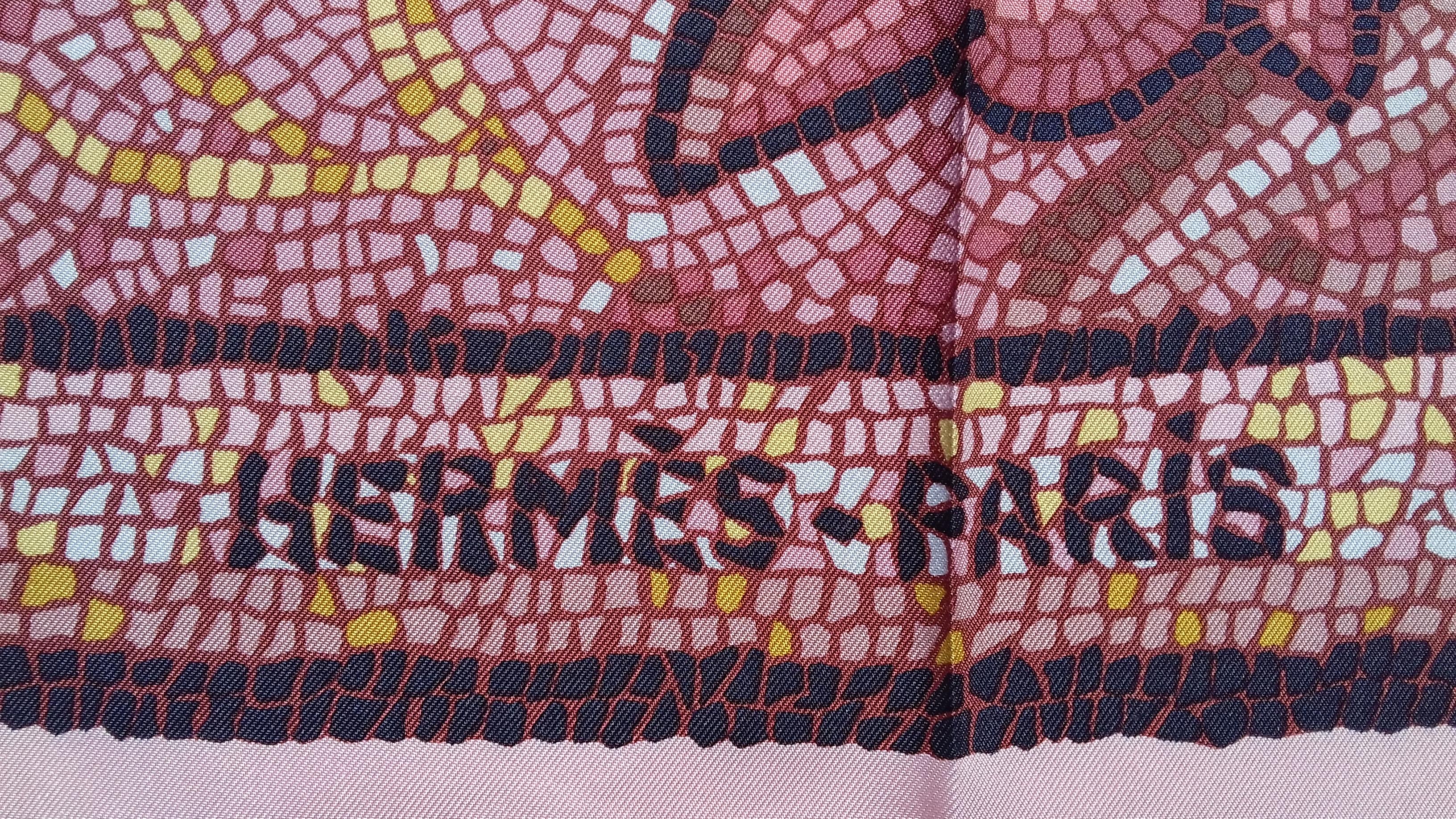 Hermès Silk Scarf Sous Le Cèdre Dimitri Rybaltchenko Mosaic Pink 35 inches 3
