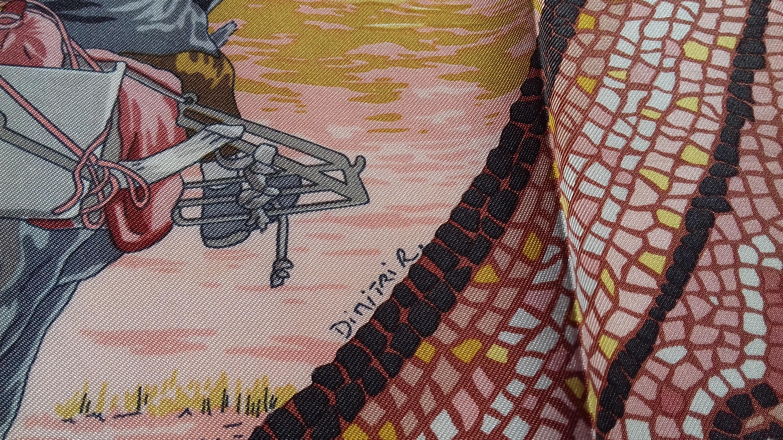 Hermès Silk Scarf Sous Le Cedre Dimitri Rybaltchenko Mosaic Pink 35' RARE For Sale 3