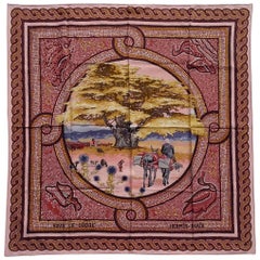 Hermès Silk Scarf Sous Le Cedre Dimitri Rybaltchenko Mosaic Pink 35' RARE