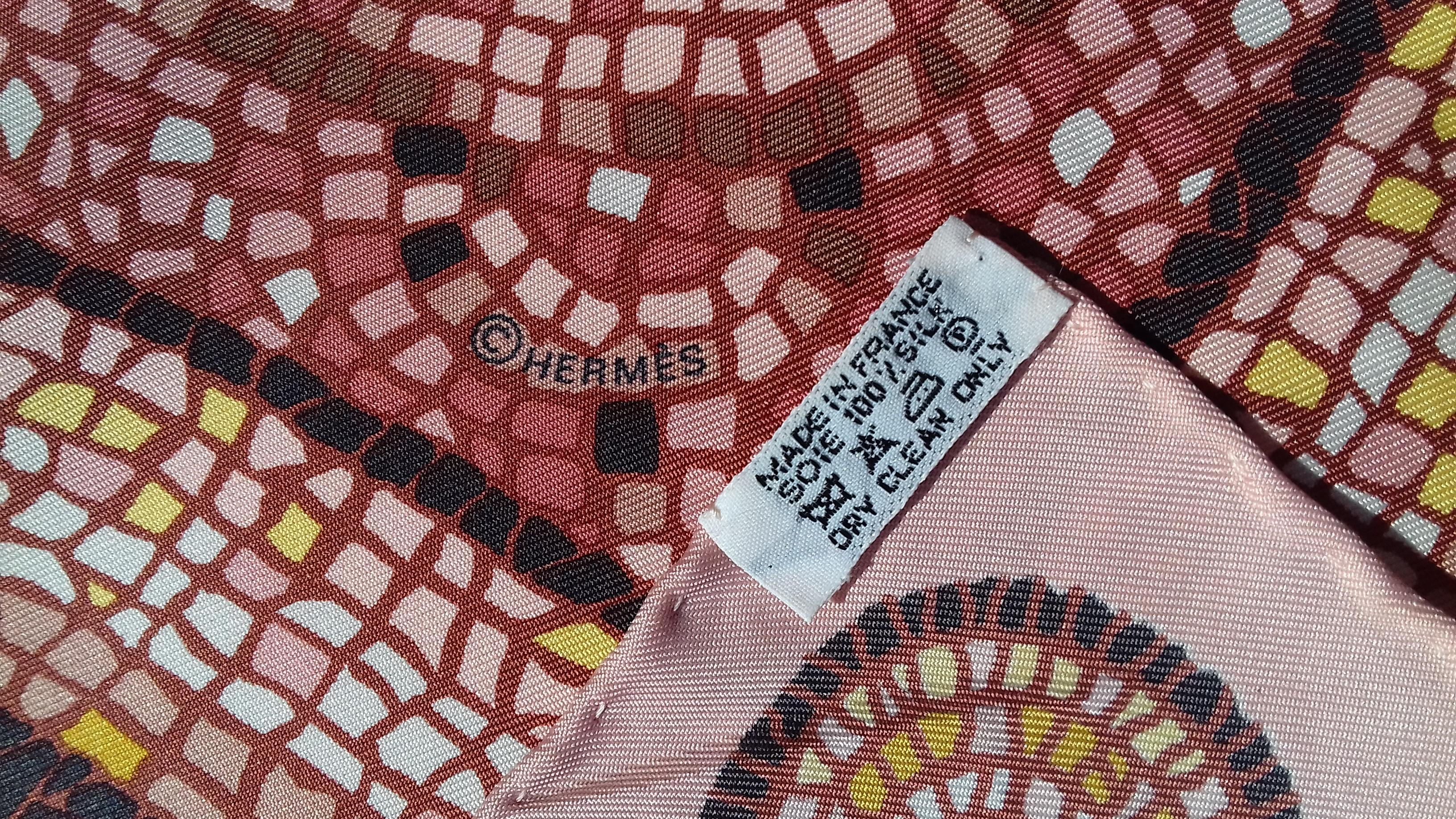 Hermès Silk Scarf Sous Le Cèdre Dimitri Rybaltchenko Mosaic Pink 90 cm RARE 6
