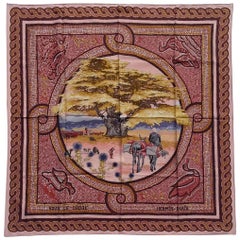 Hermès Silk Scarf Sous Le Cèdre Dimitri Rybaltchenko Mosaic Pink 90 cm RARE