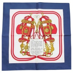 HERMES Silk Scarf Square 43cm x 43cm Blue Red White Gold