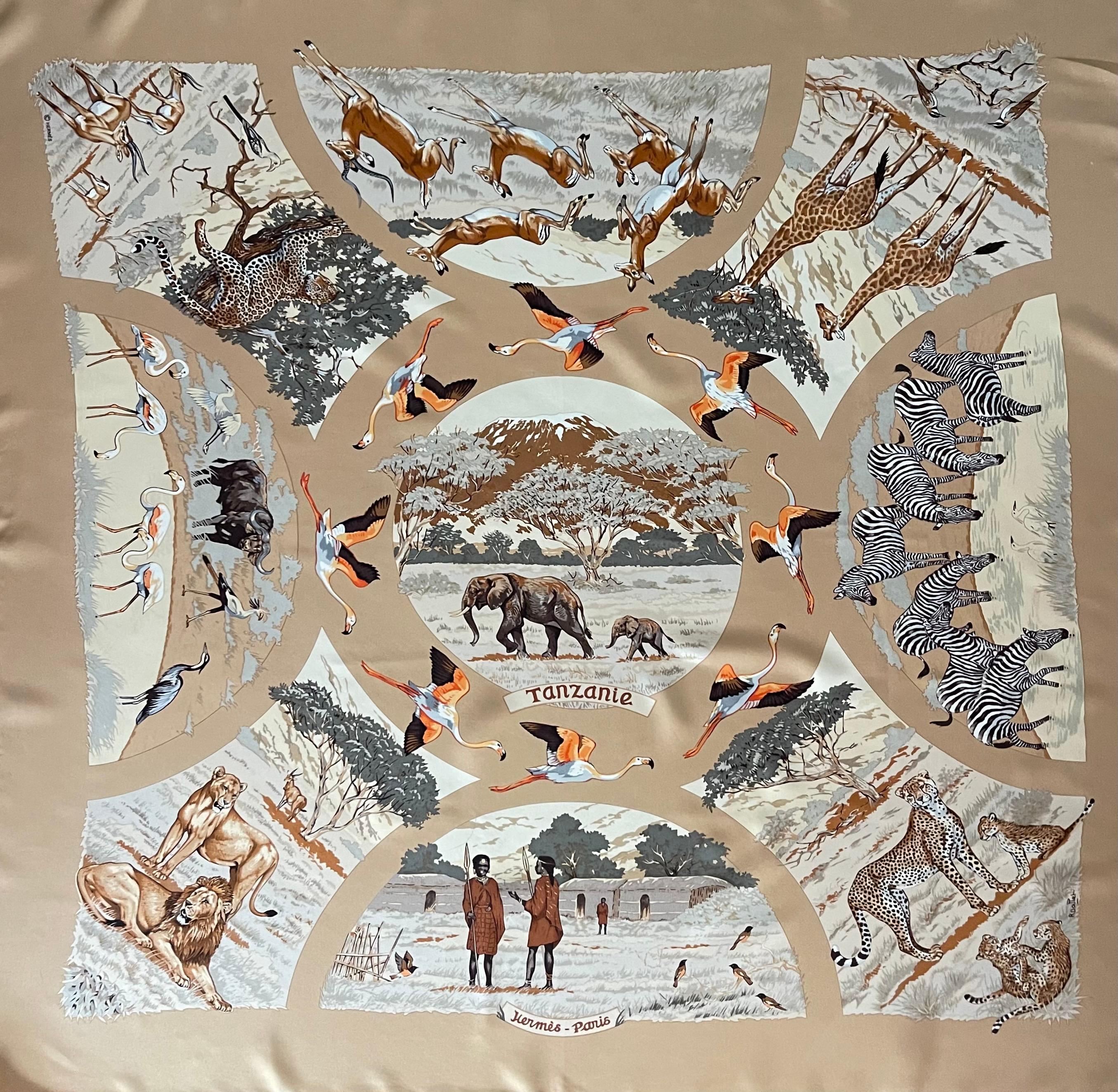 Brown Hermès Silk Scarf 