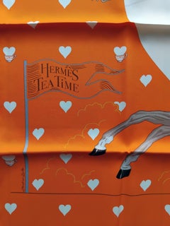 Hermès Silk Scarf Tea Time Jonathan Burton Hearts Valentine's Day