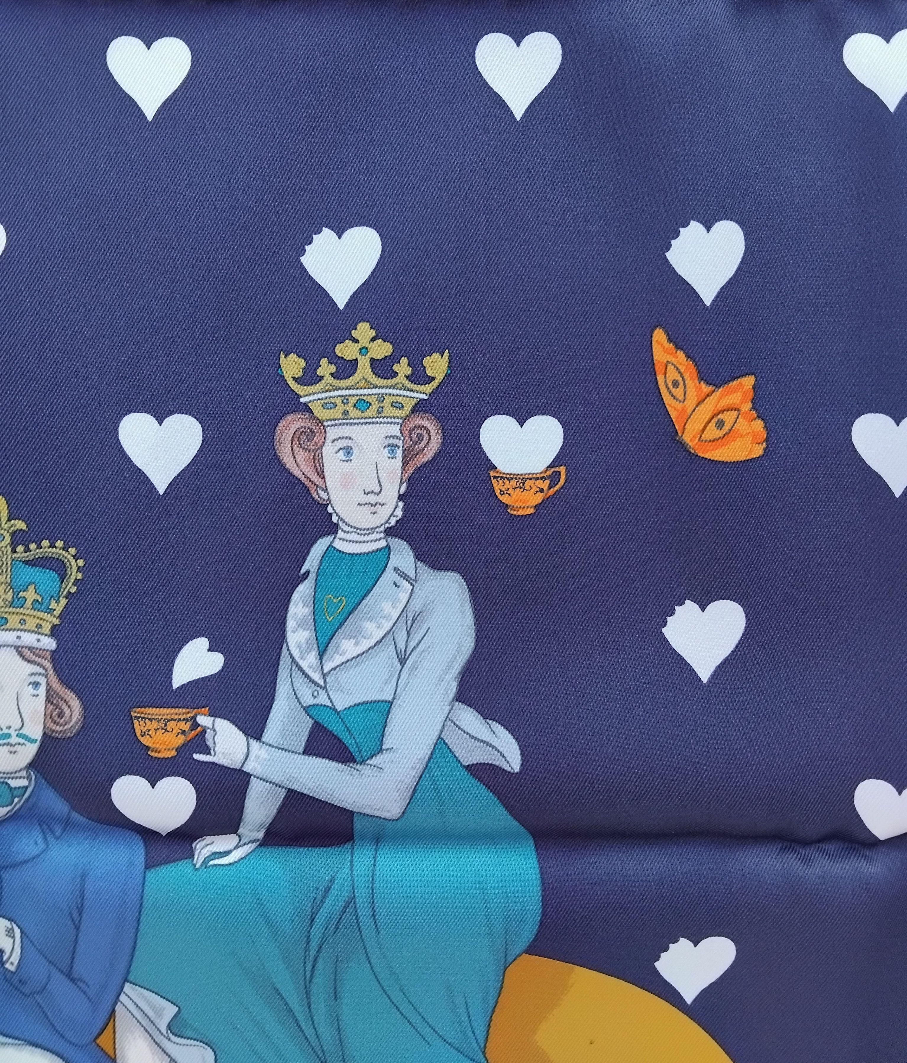 Hermès Silk Scarf Tea Time Navy Blue Jonathan Burton 26' 6