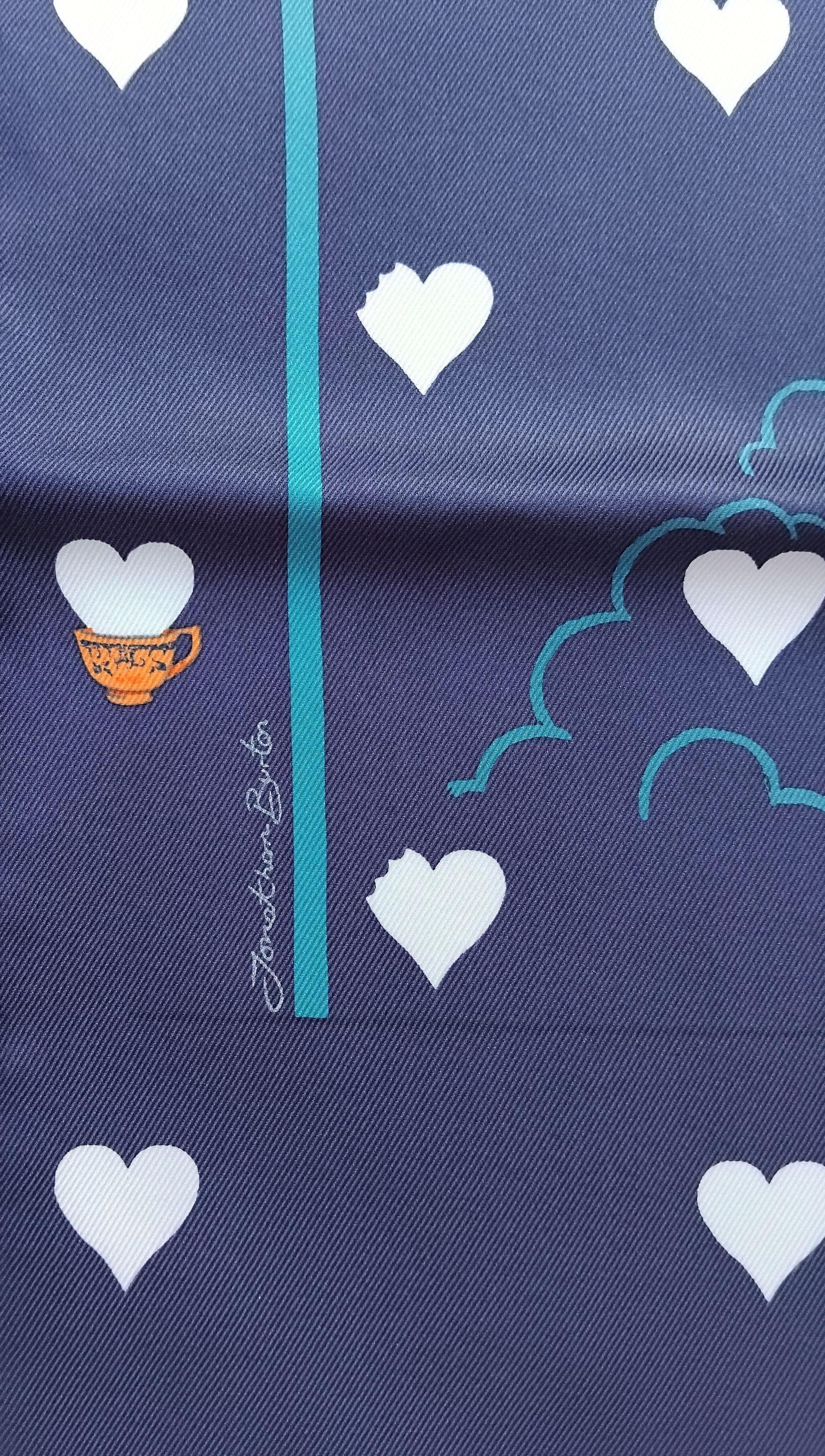 Hermès Silk Scarf Tea Time Navy Blue Jonathan Burton 26' 3