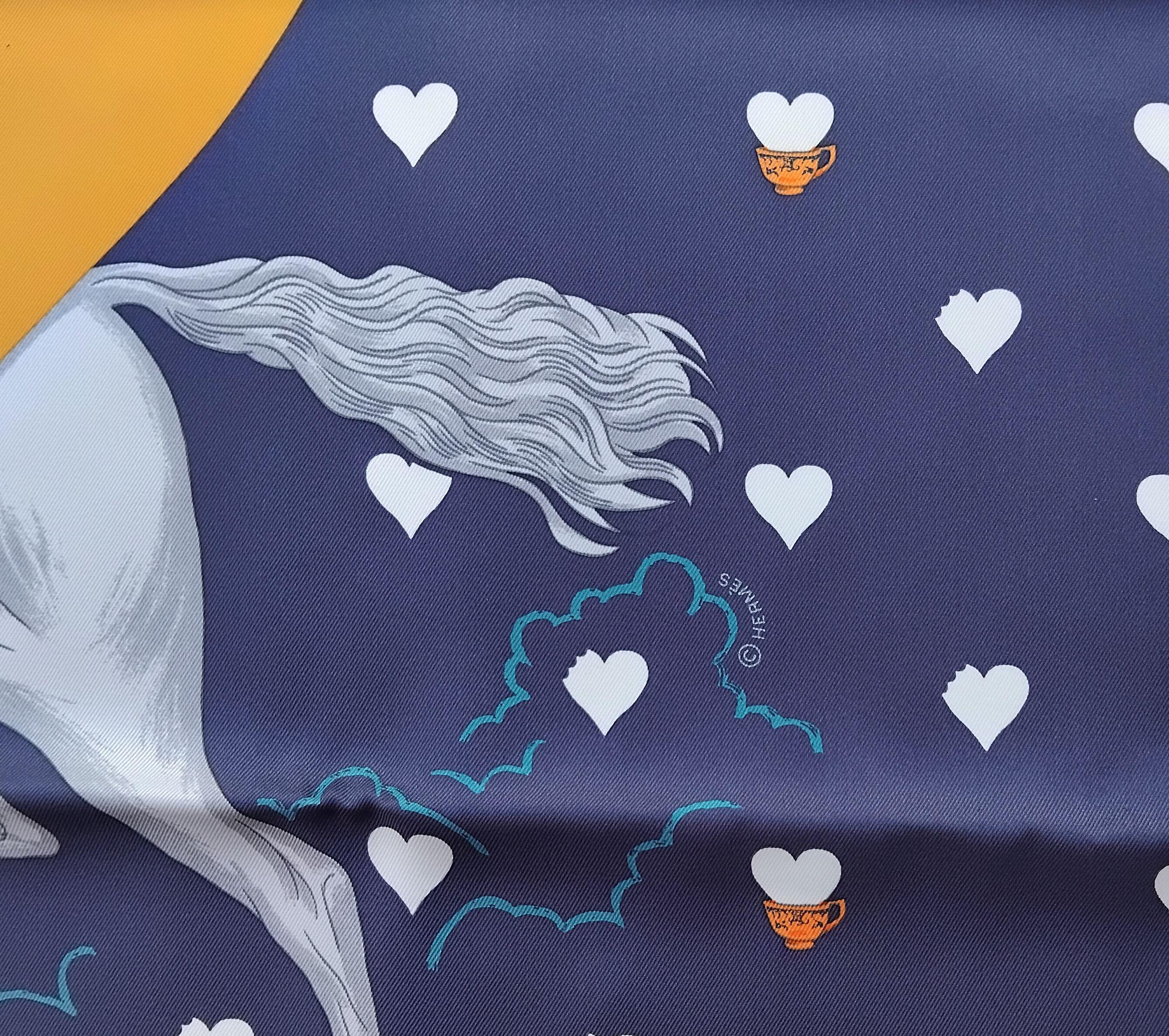 Hermès Silk Scarf Tea Time Navy Blue Jonathan Burton 26' 4