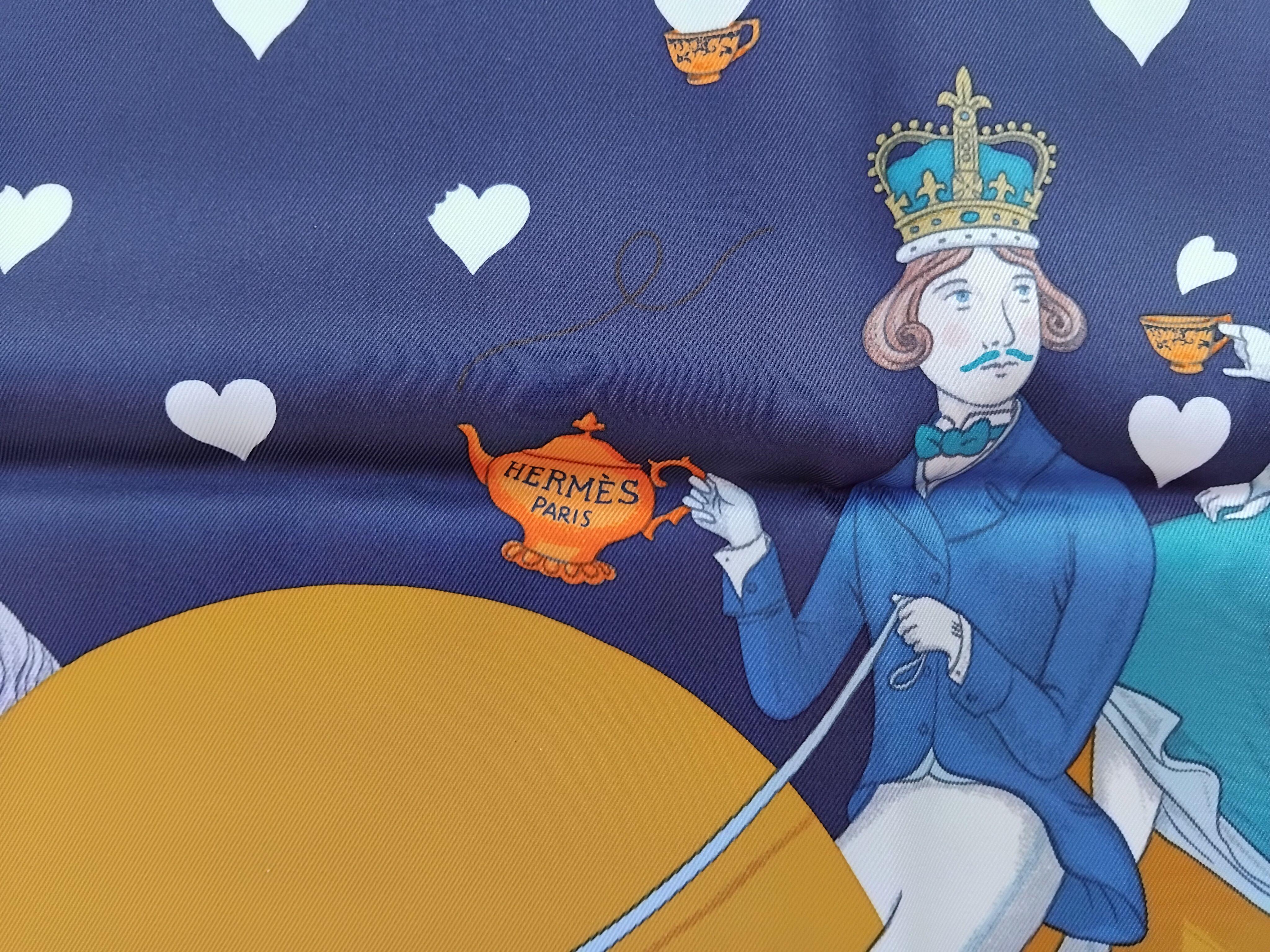 Hermès Silk Scarf Tea Time Navy Blue Jonathan Burton 26' 5