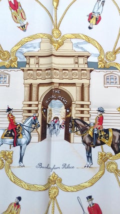 Hermès Silk Scarf The Royal Mews London UK Queen Elizabeth Fougerolles 90 cm
