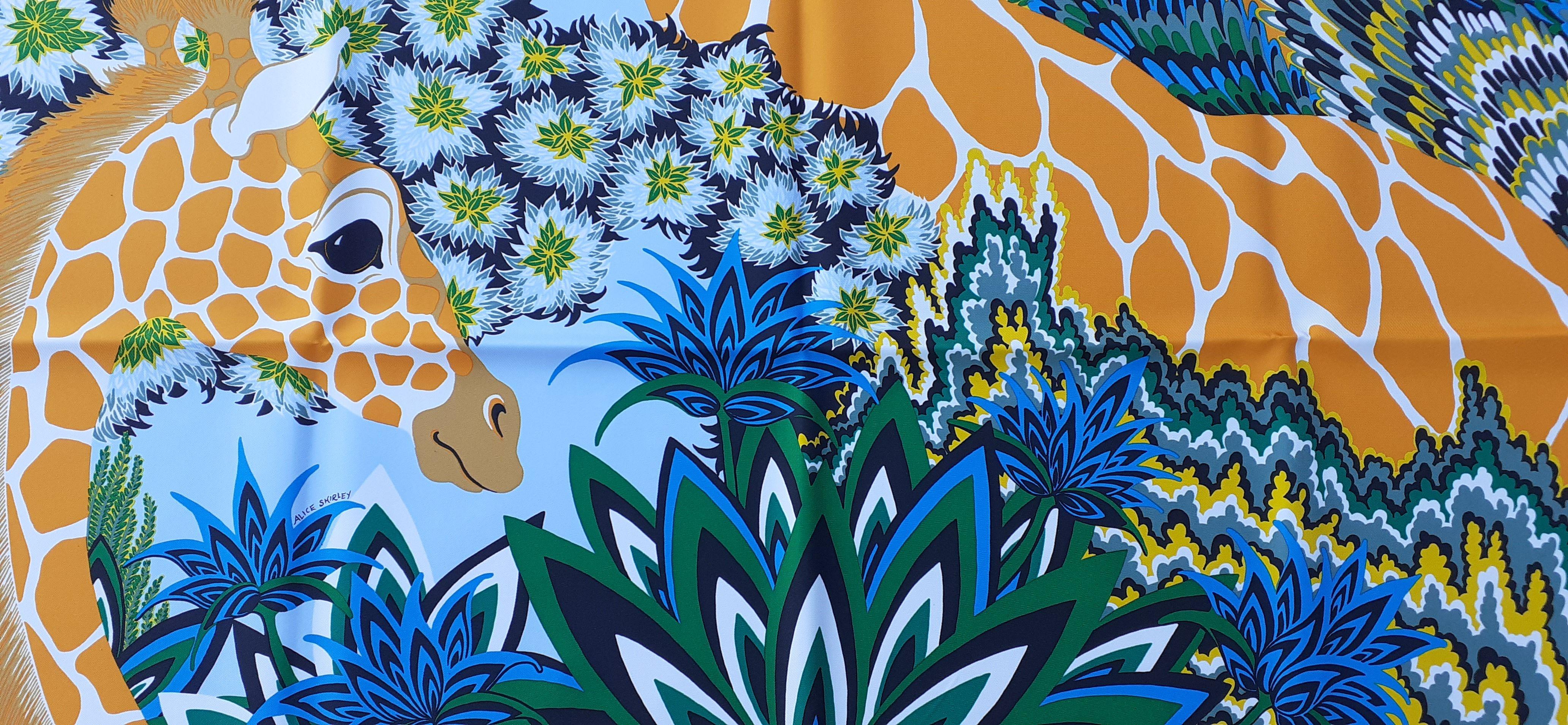 Beige Hermès Silk Scarf The Three Graces Giraffes Alice Shirley Limited Edition 90 cm