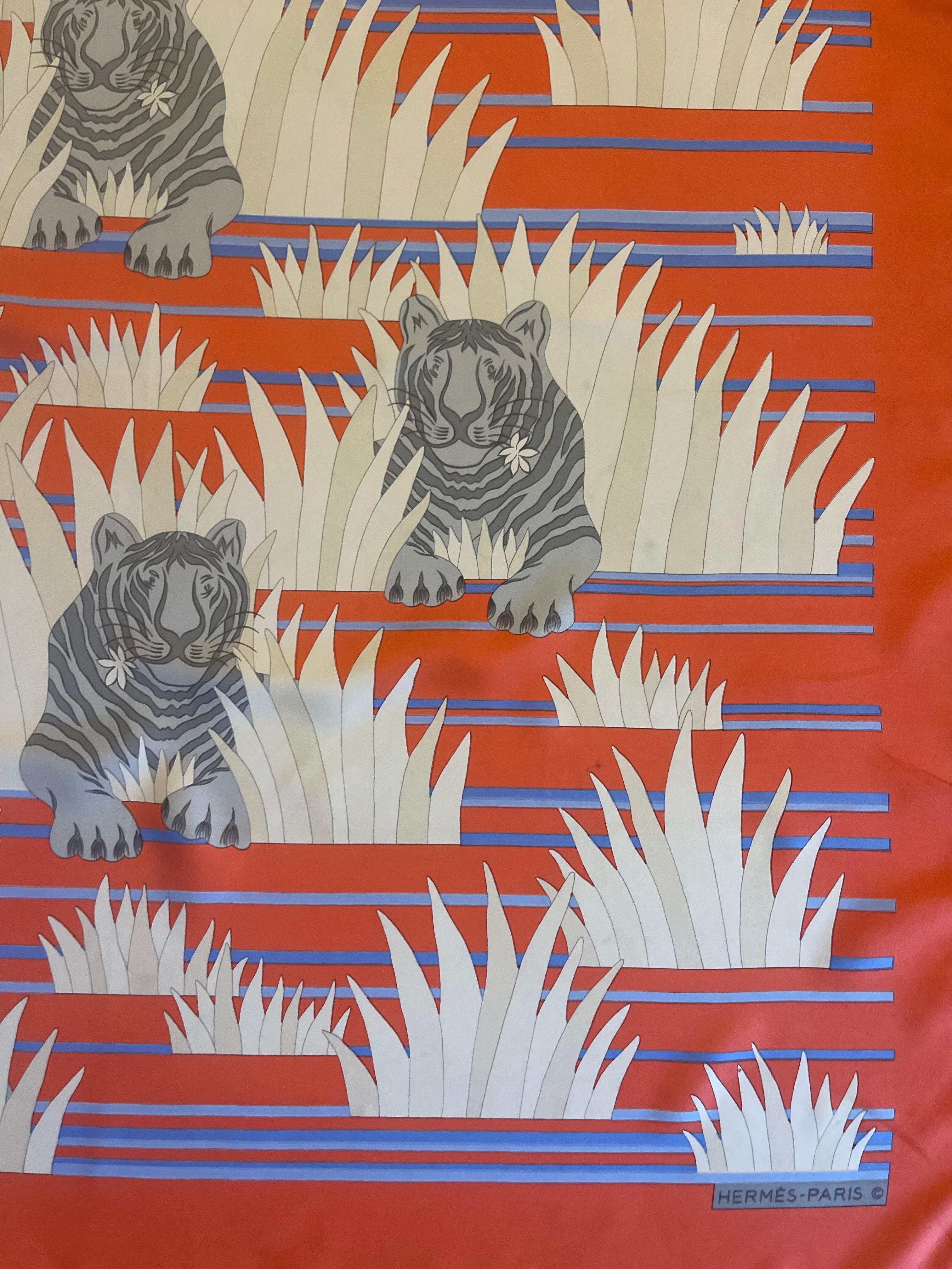 Hermès Silk Scarf “Tigres Dans Les Herbes” 1979 For Sale 3