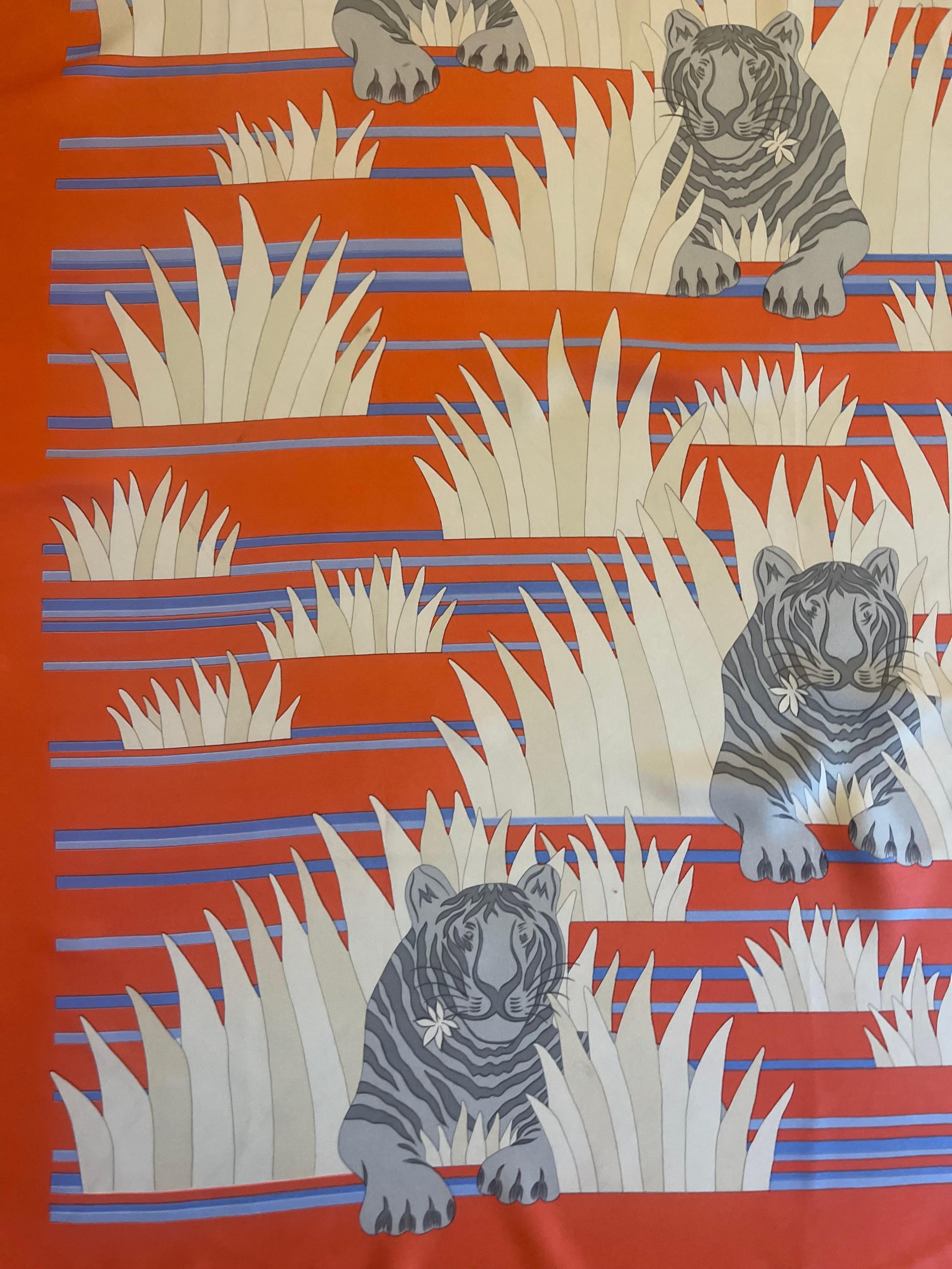 Hermès Silk Scarf “Tigres Dans Les Herbes” 1979 For Sale 4