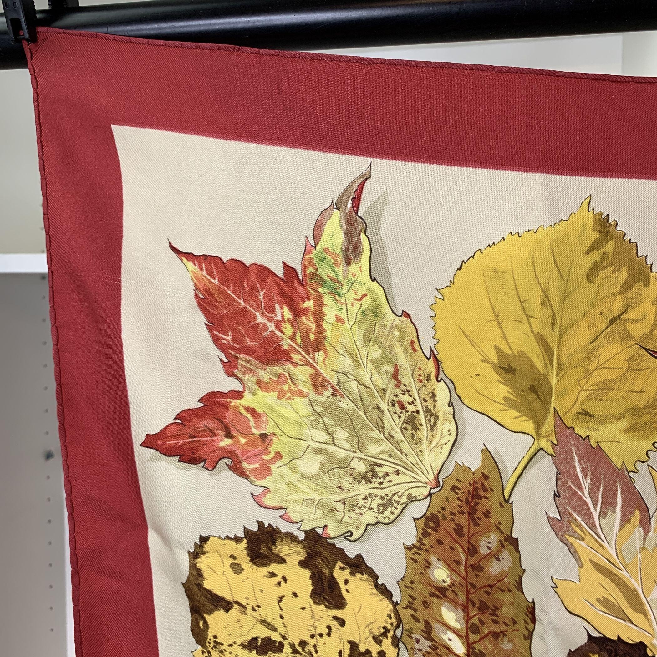 Hermes Silk Scarf Tourbillon 1968 Christiane Vauzelles Autumn Leaves In Good Condition In Rome, Rome