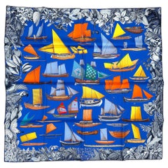 Pañuelo de seda Hermes, Tous Les Bateau Du Monde, diseñado por Aline Honor