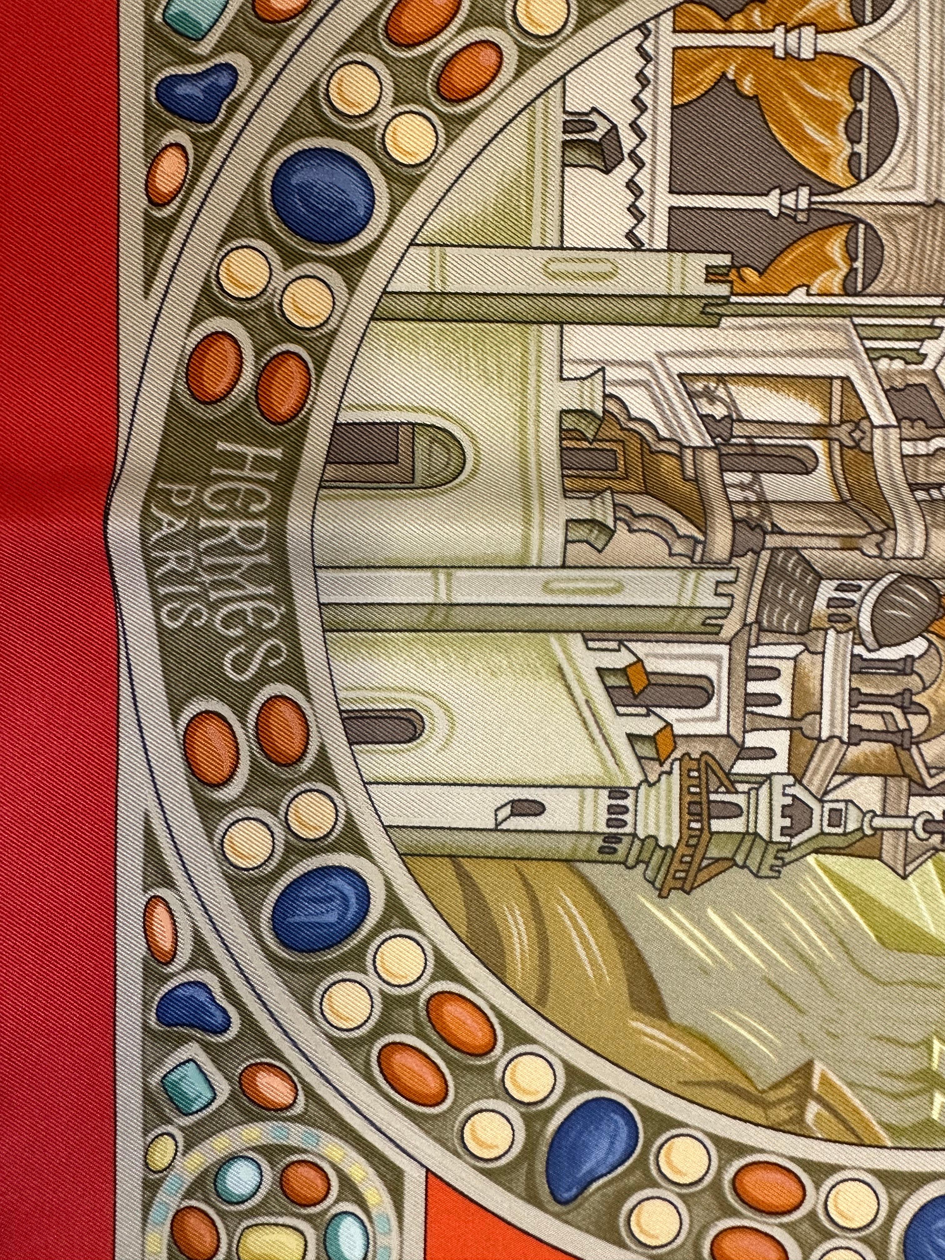 
Hermes Silk Scarf, Triomphe du Paladin, 1999
designed by Julia Abadie, with box and ribbon. 35 by 35 in.
Condition Report
Good


