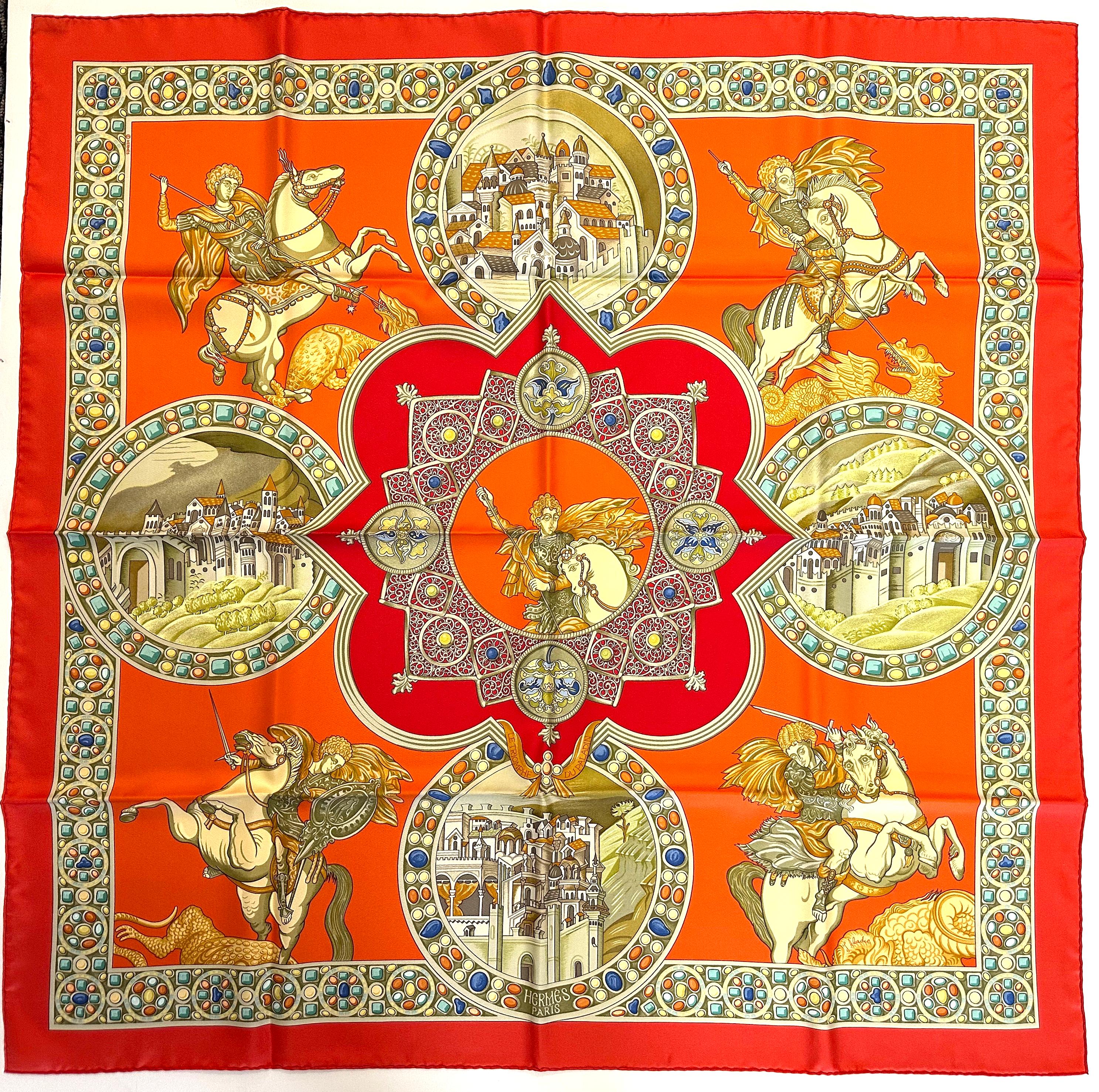 Hermes Silk Scarf, Triomphe du Paladin, 1999 For Sale 2