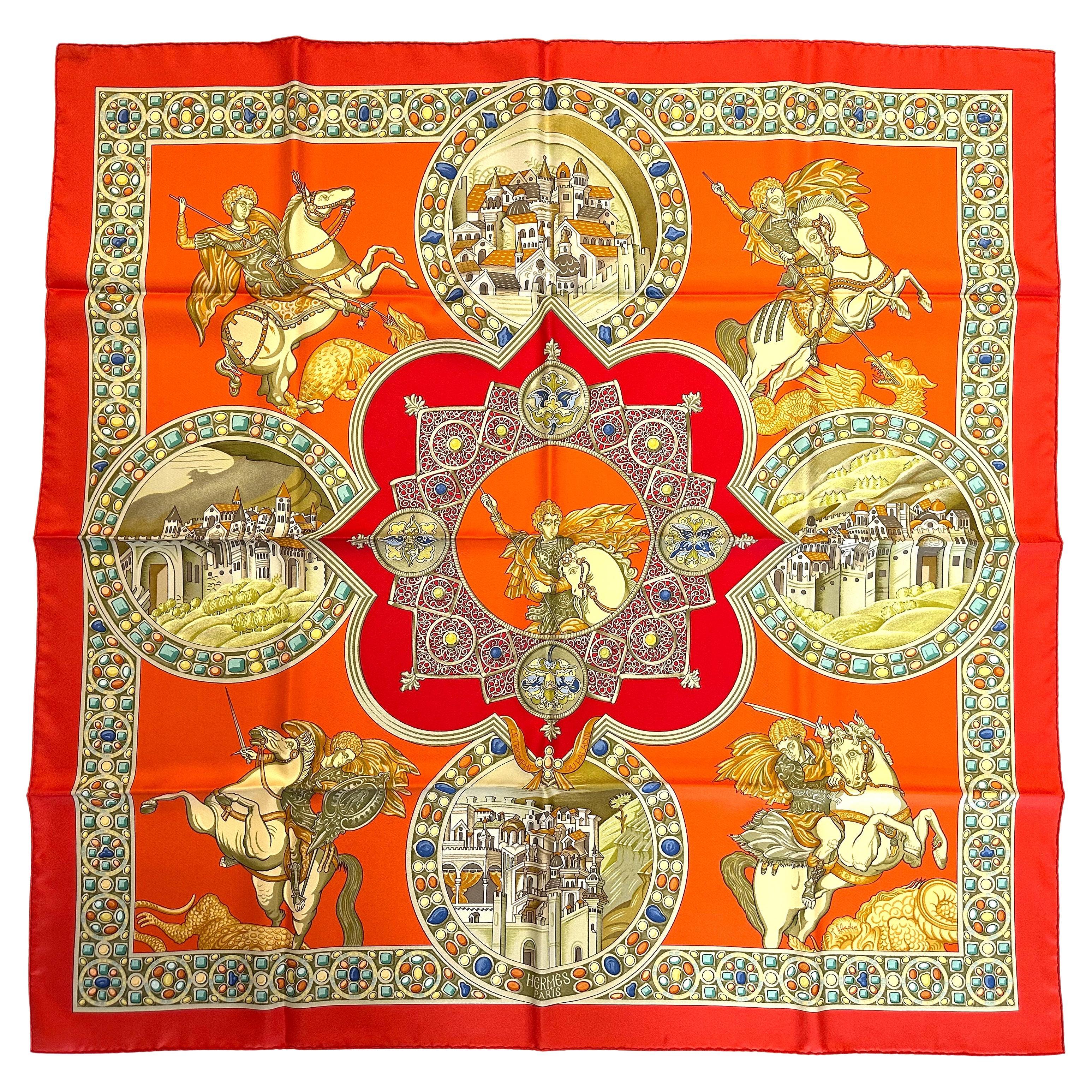 Hermes Silk Scarf, Triomphe du Paladin, 1999 For Sale