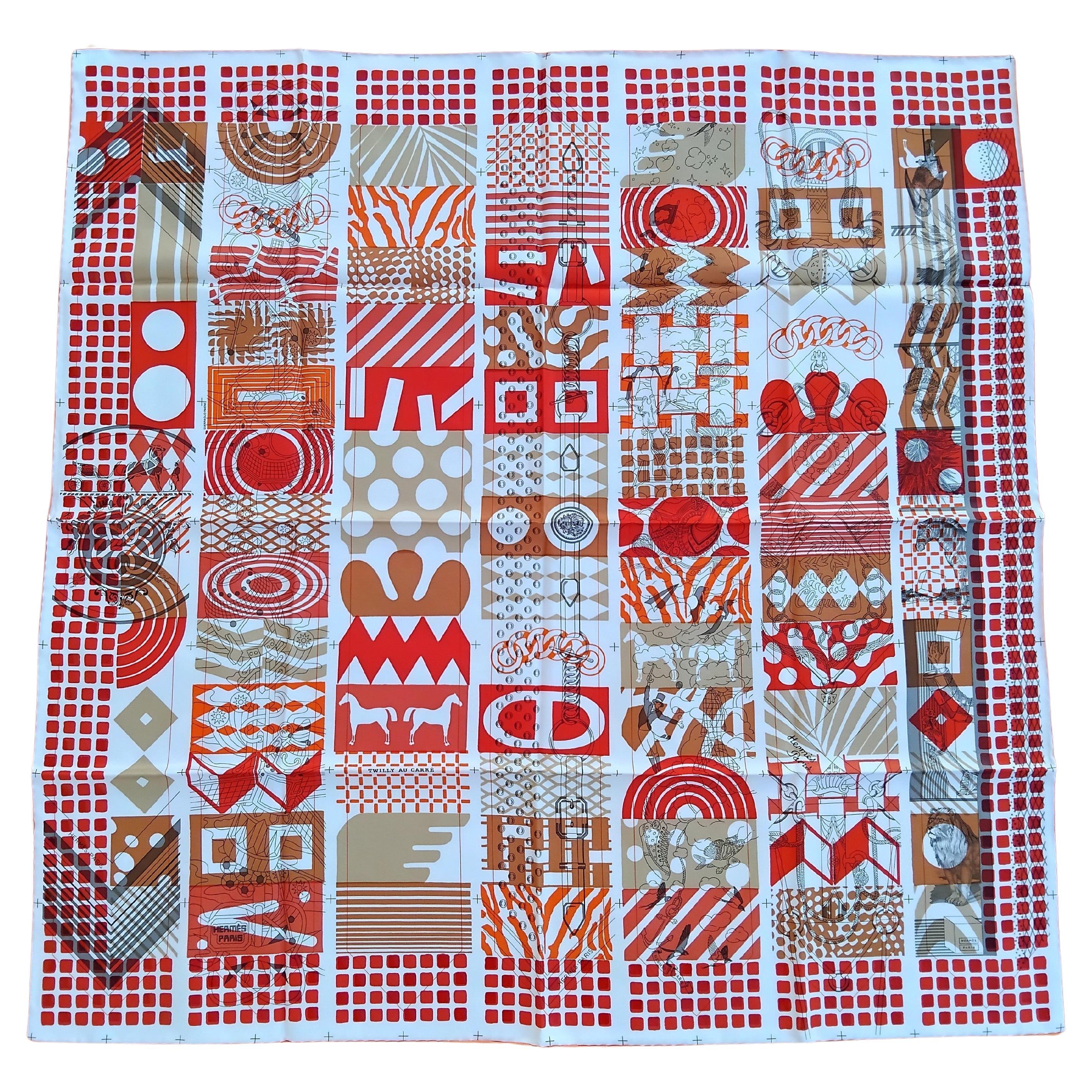 Sciarpa di seta Hermès Twilly Au Bloc Liste Vernie 88 cm