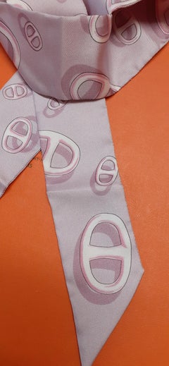 Hermès Silk Scarf Twilly Chaine d'Ancre Pink