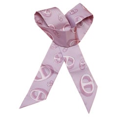 Hermès Silk Scarf Twilly Chaine d'Ancre Pink