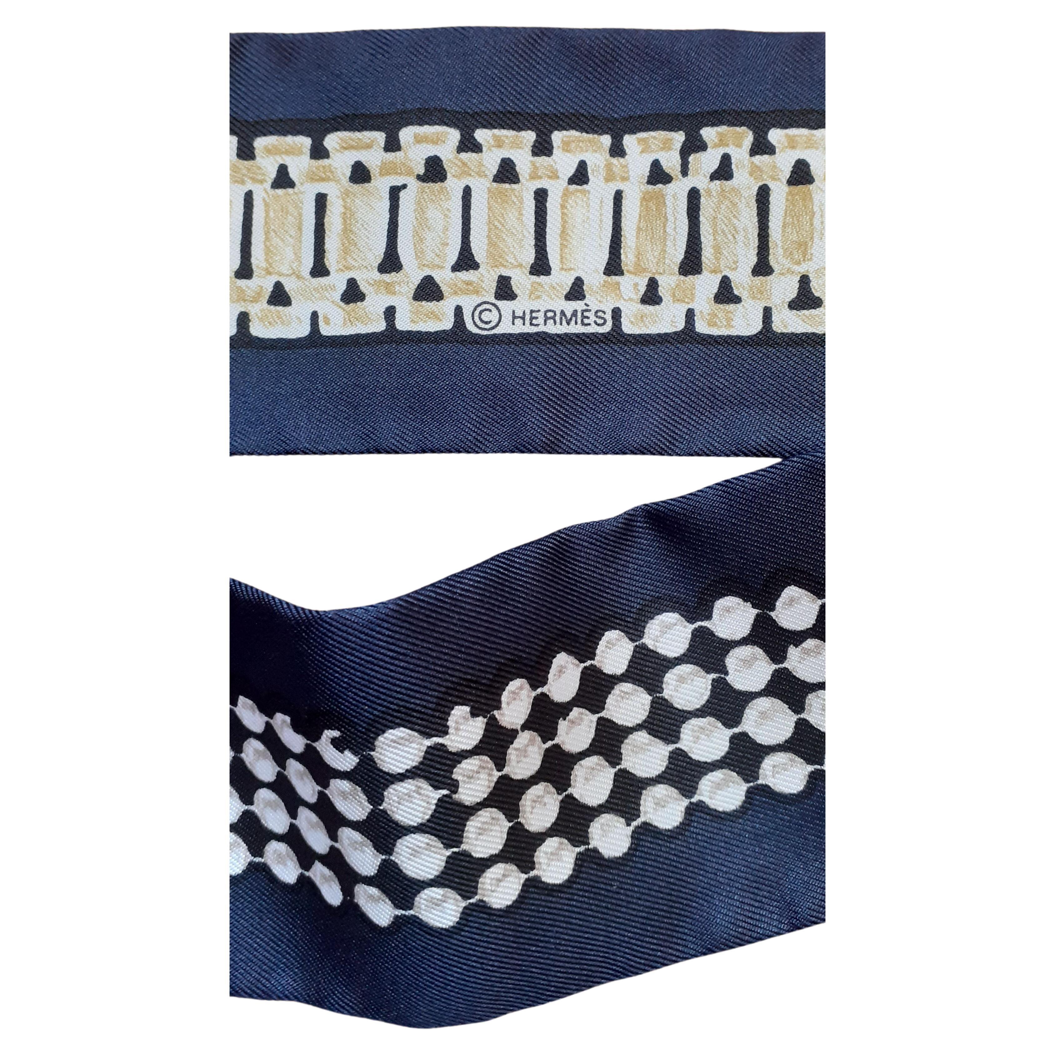 Women's Hermès Silk Scarf Twilly Le tresor de Medor Manlik Marine Gris Noir