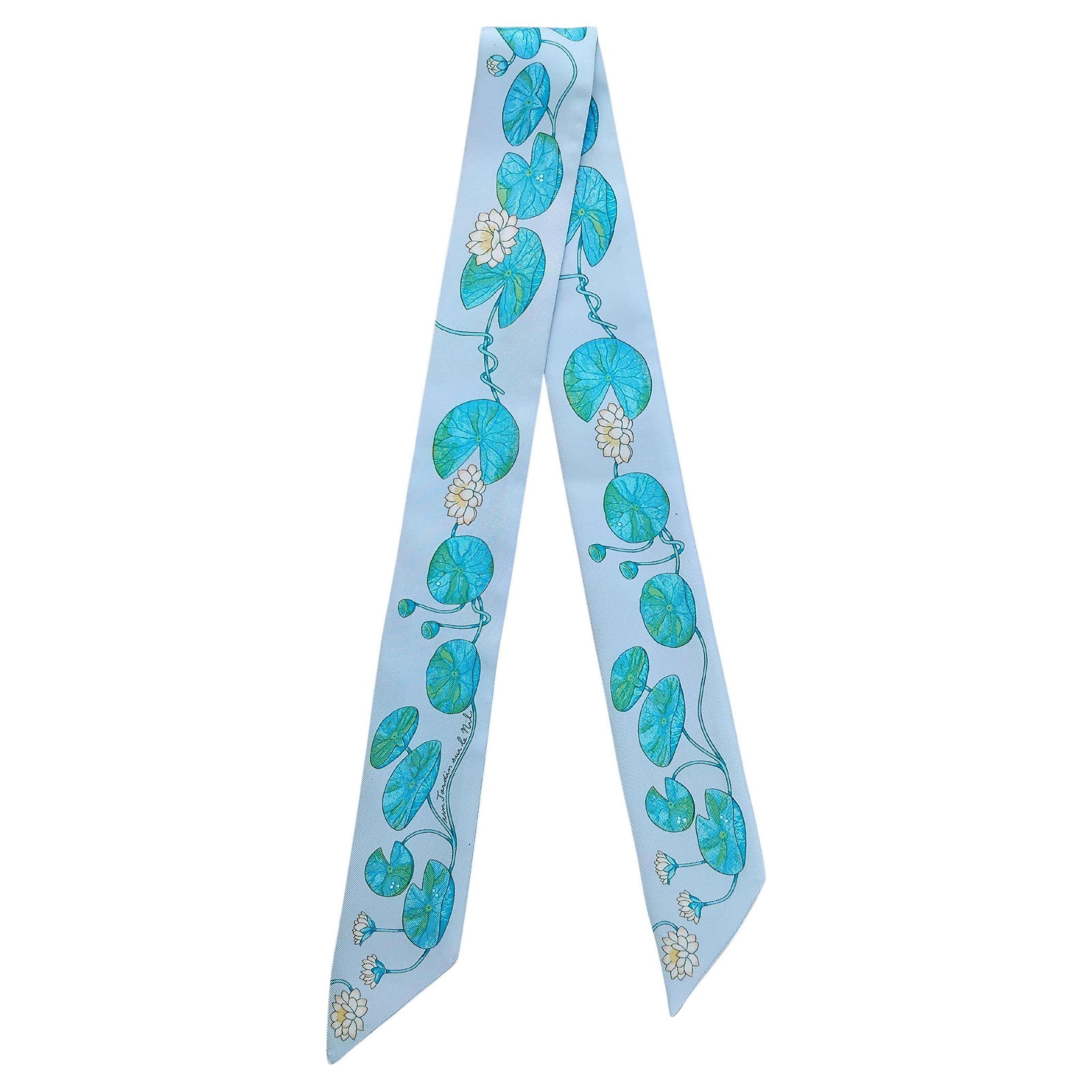 Women's Hermès Silk Scarf Twilly Un Jardin Sur Le Nil Water Lily For Kelly Birkin Bag