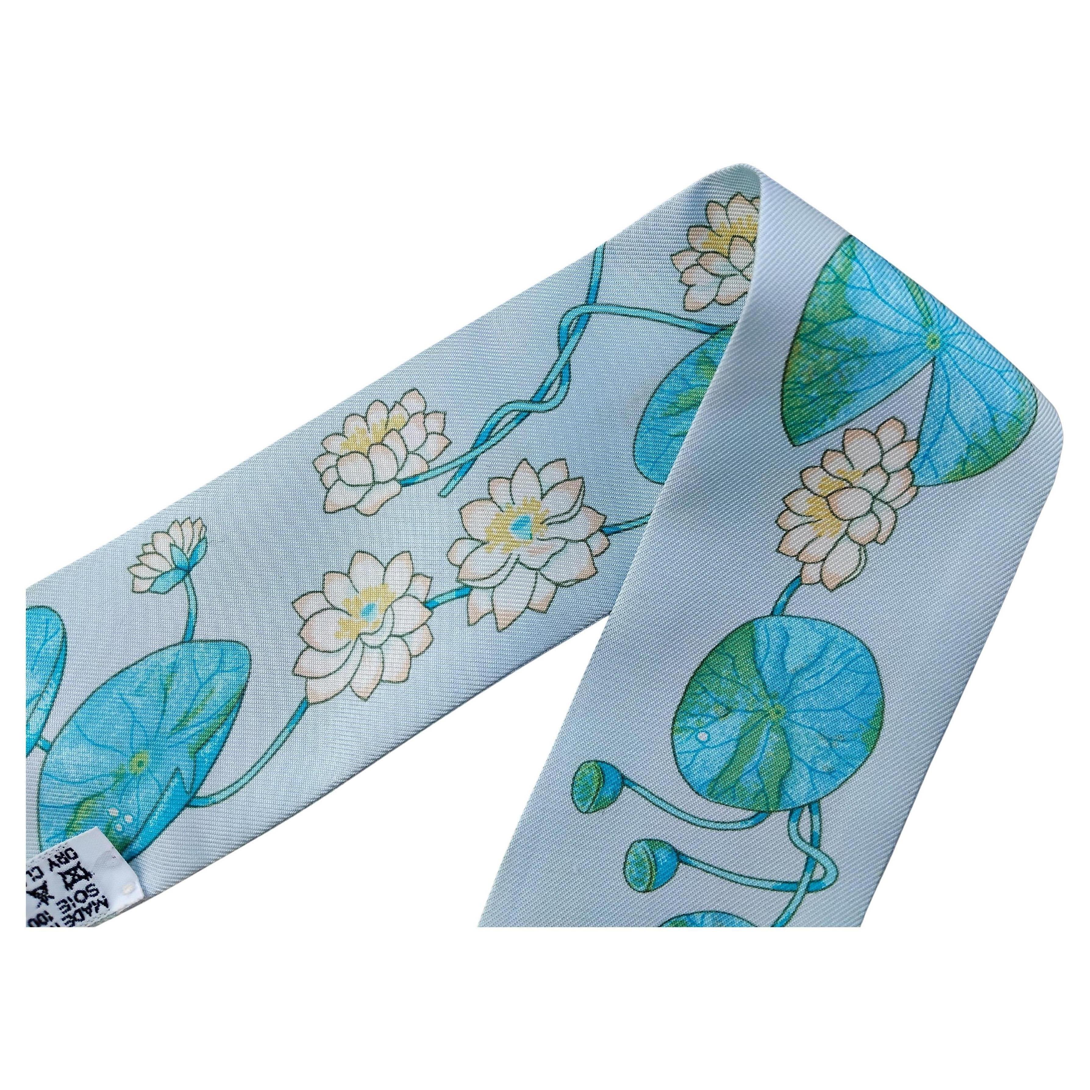 Hermès Silk Scarf Twilly Un Jardin Sur Le Nil Water Lily For Kelly Birkin Bag 2