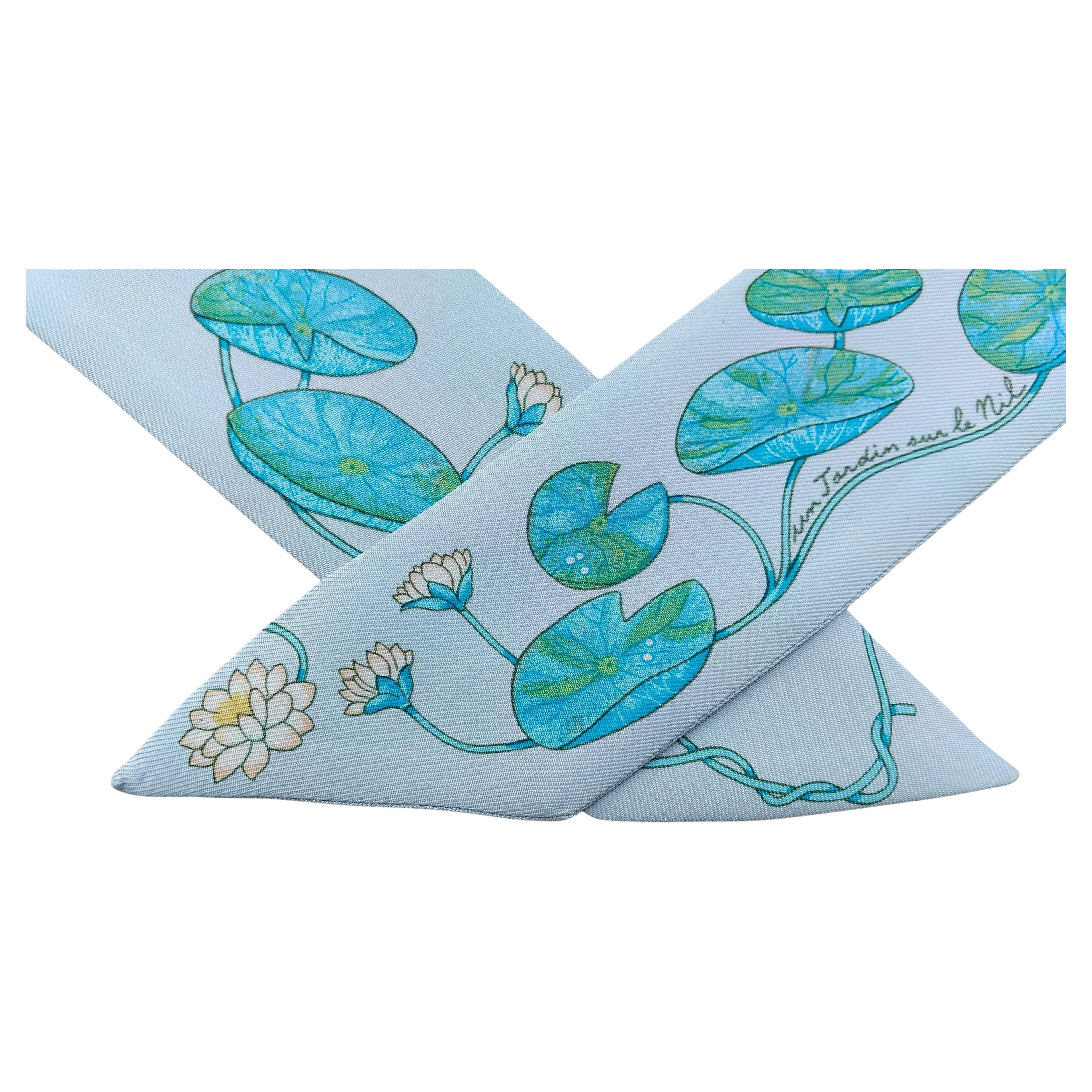 Hermès Silk Scarf Twilly Un Jardin Sur Le Nil Water Lily For Kelly Birkin Bag 4