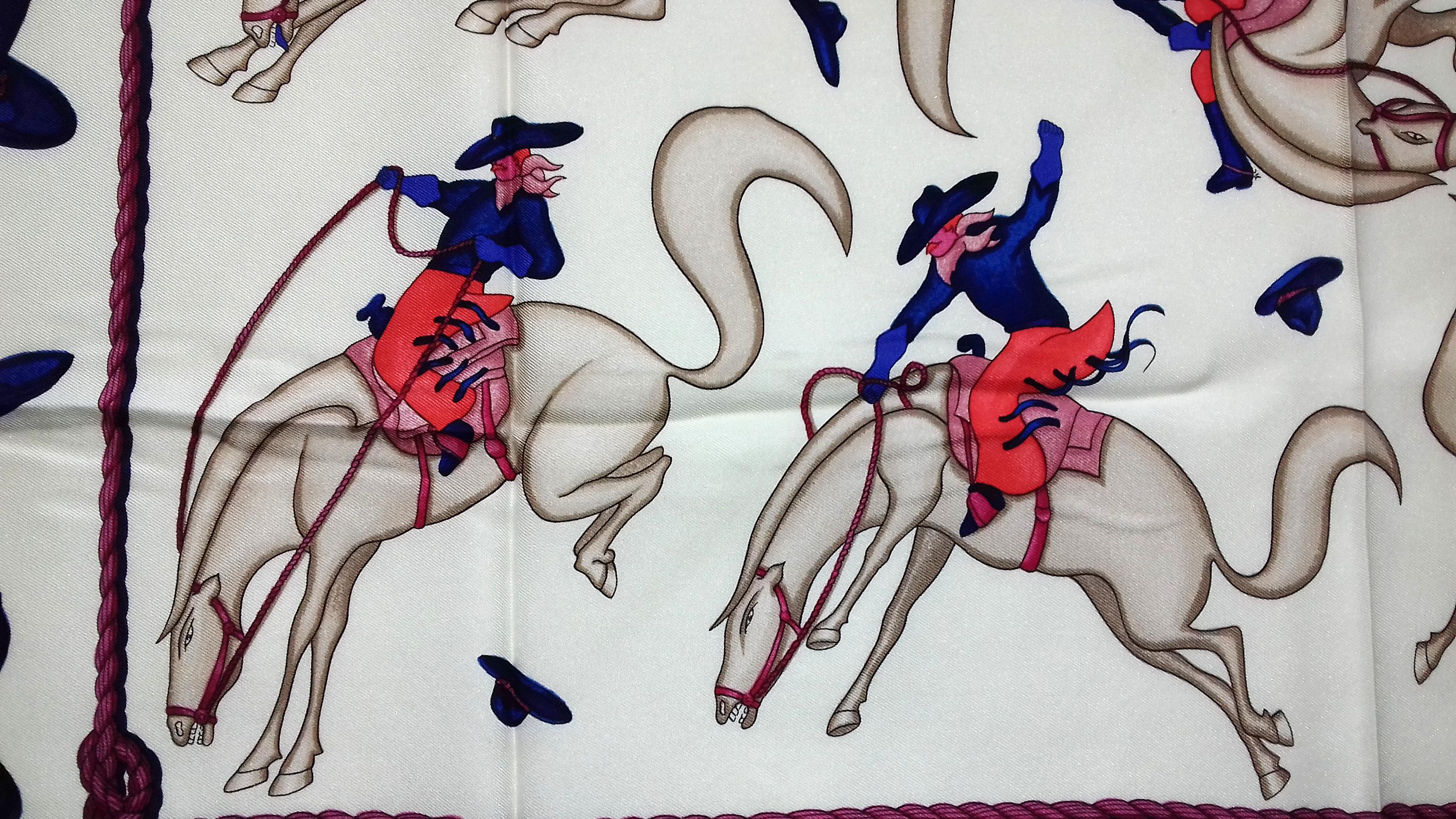 Women's Hermès Silk Scarf Vintage Rodeo Duchene Horse Riding Texas Austin Houston 1985