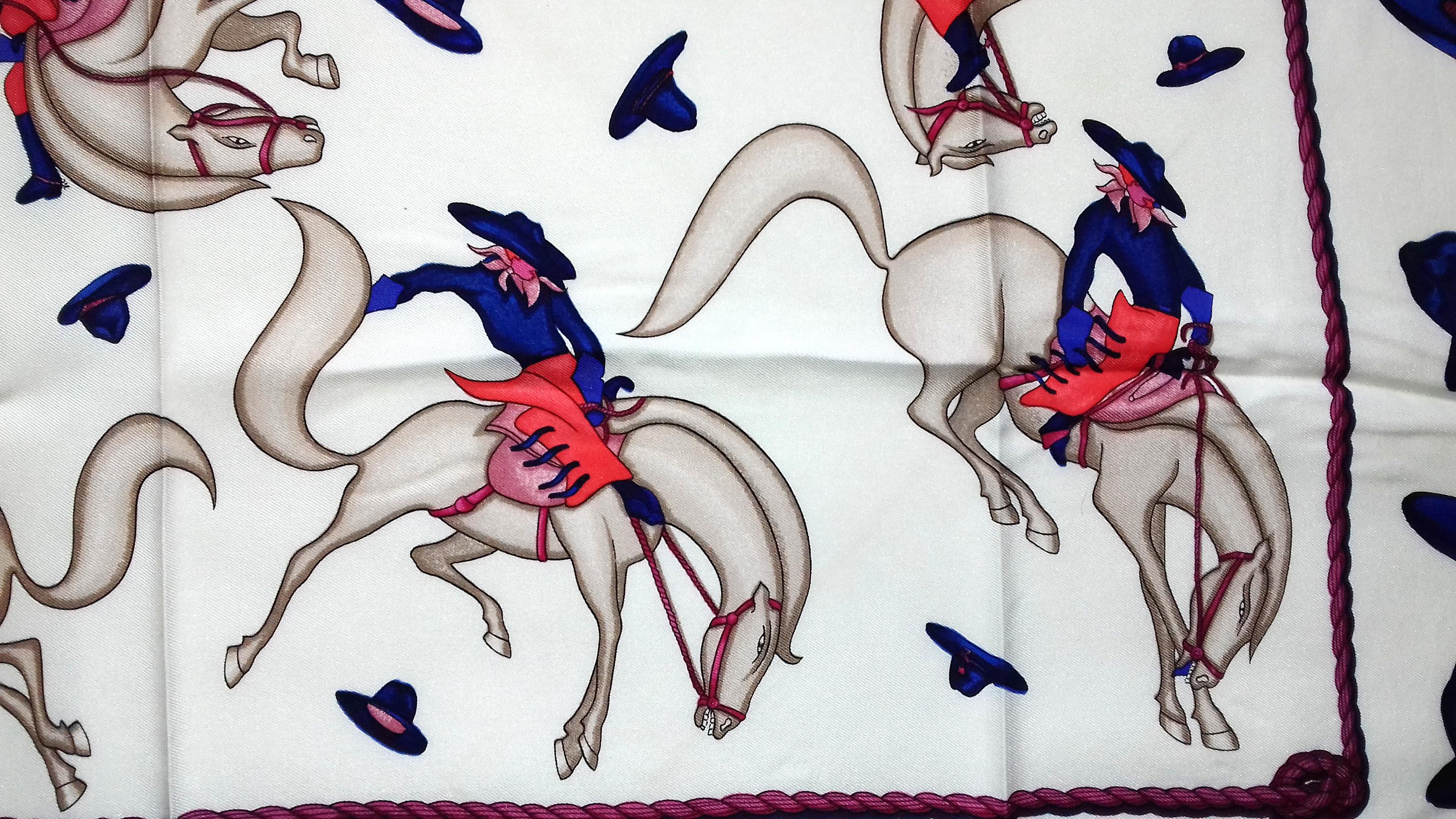 Hermès Silk Scarf Vintage Rodeo Duchene Horse Riding Texas Austin Houston 1985 1