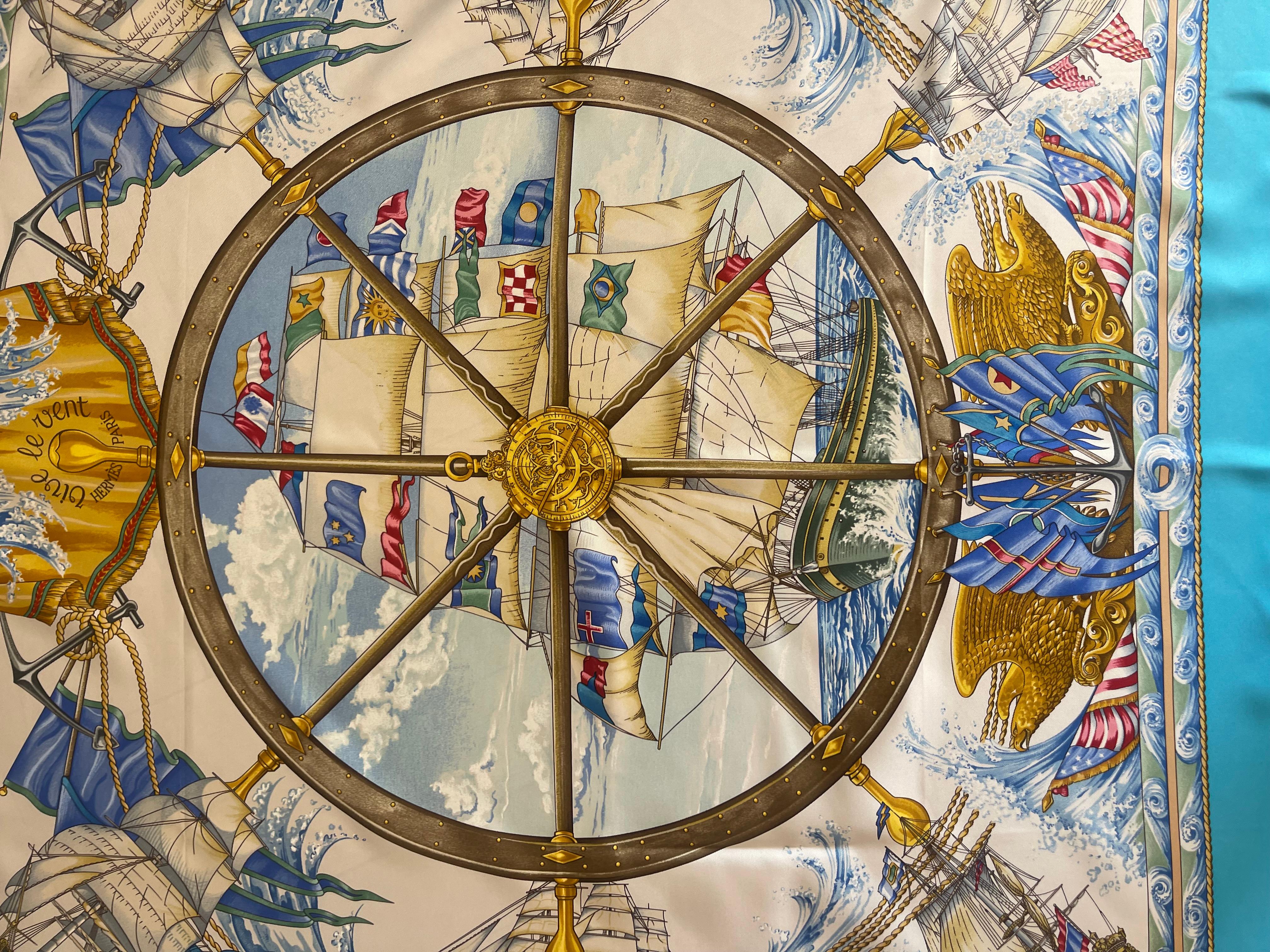 Hermès Silk Scarf “Vive Le Vent” 1992 For Sale 1