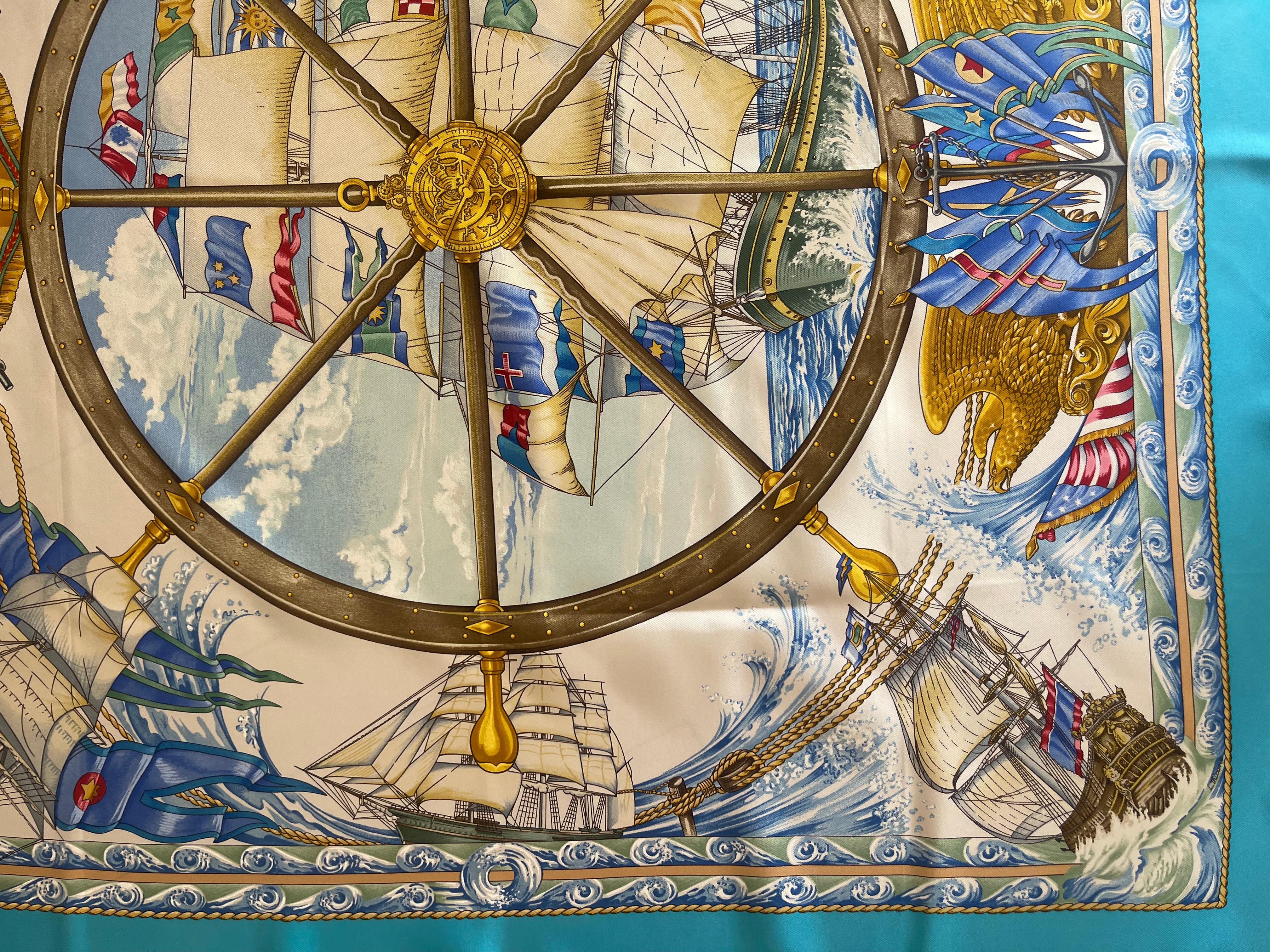 Hermès Silk Scarf “Vive Le Vent” 1992 For Sale 2