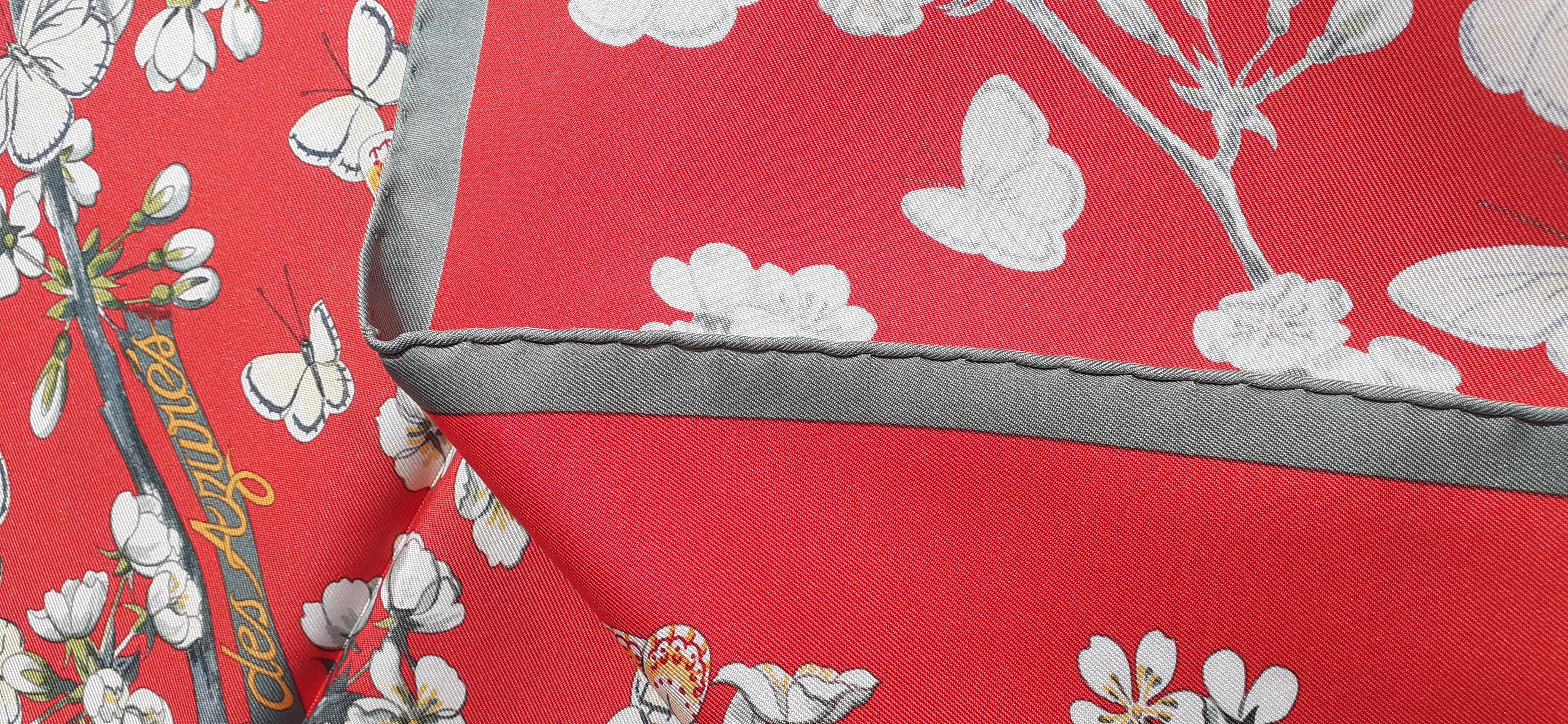 Hermès Silk Scarf Vol Amoureux des Azurés Toutsy Butterflies Red Toutsy 90 cm 9