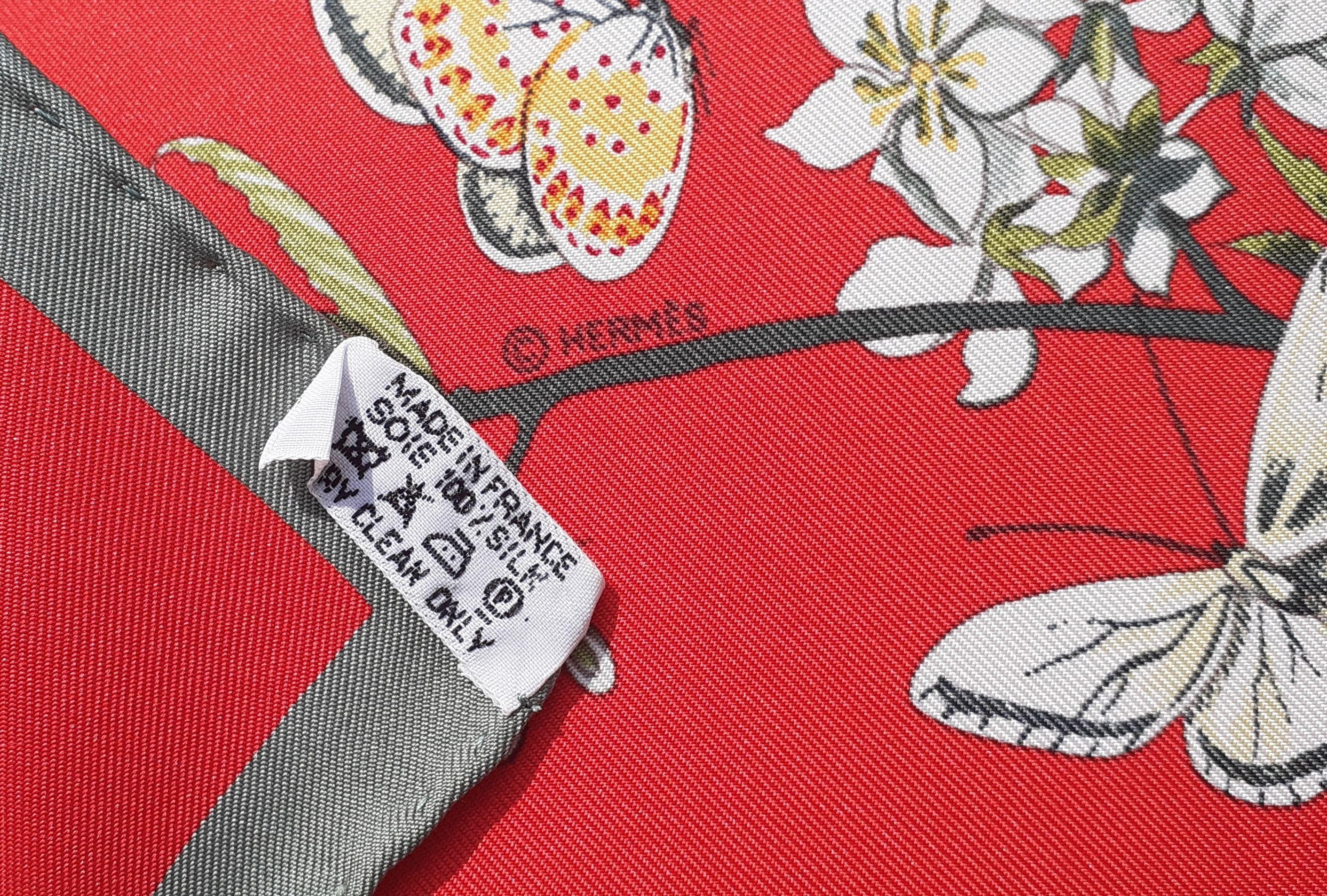 Hermès Silk Scarf Vol Amoureux des Azurés Toutsy Butterflies Red Toutsy 90 cm 2