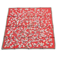 Hermès Silk Scarf Vol Amoureux des Azurés Toutsy Butterflies Red Toutsy 90 cm