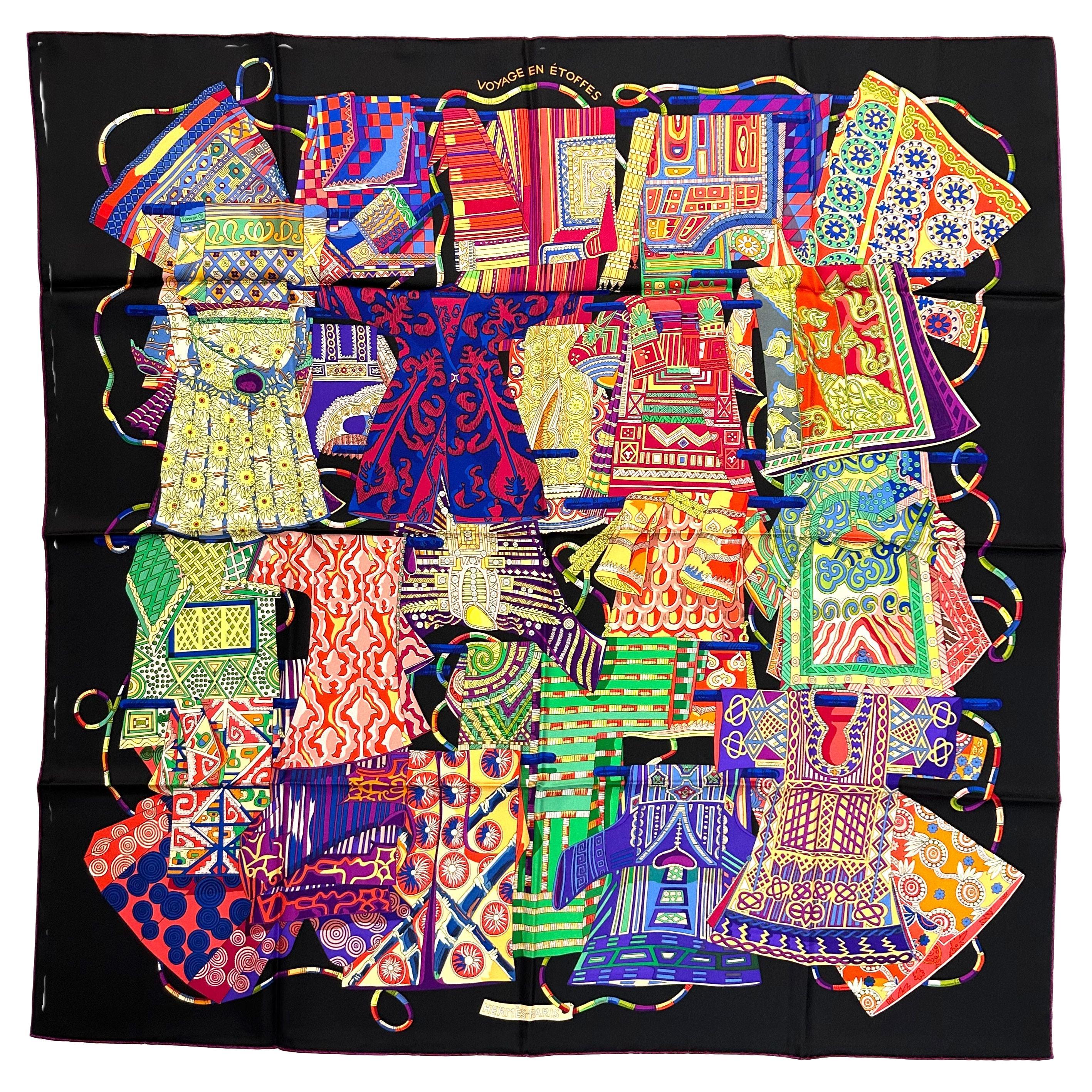 Hermes Silk Scarf, Voyage En Etoffes For Sale