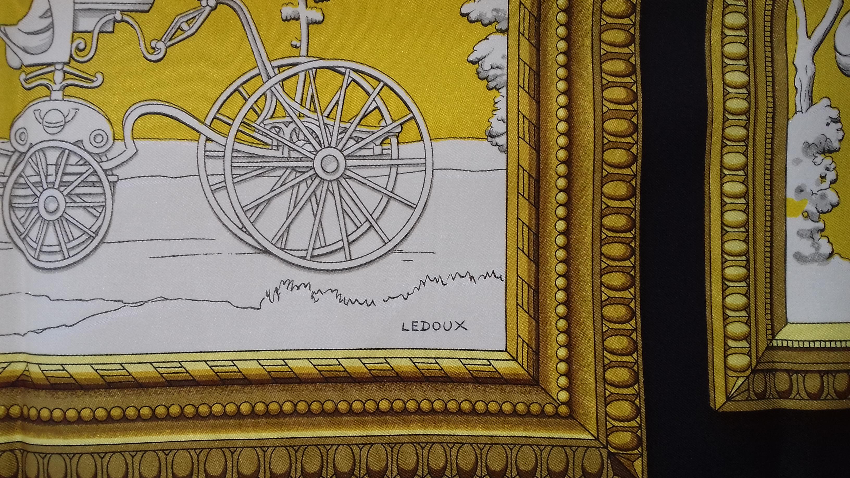 Hermès Silk Scarf WEDGWOOD Ledoux Black Yellow Gold White 90 cm 2