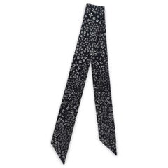 HERMES silk SCATTERED LETTERS Twilly Scarf Black